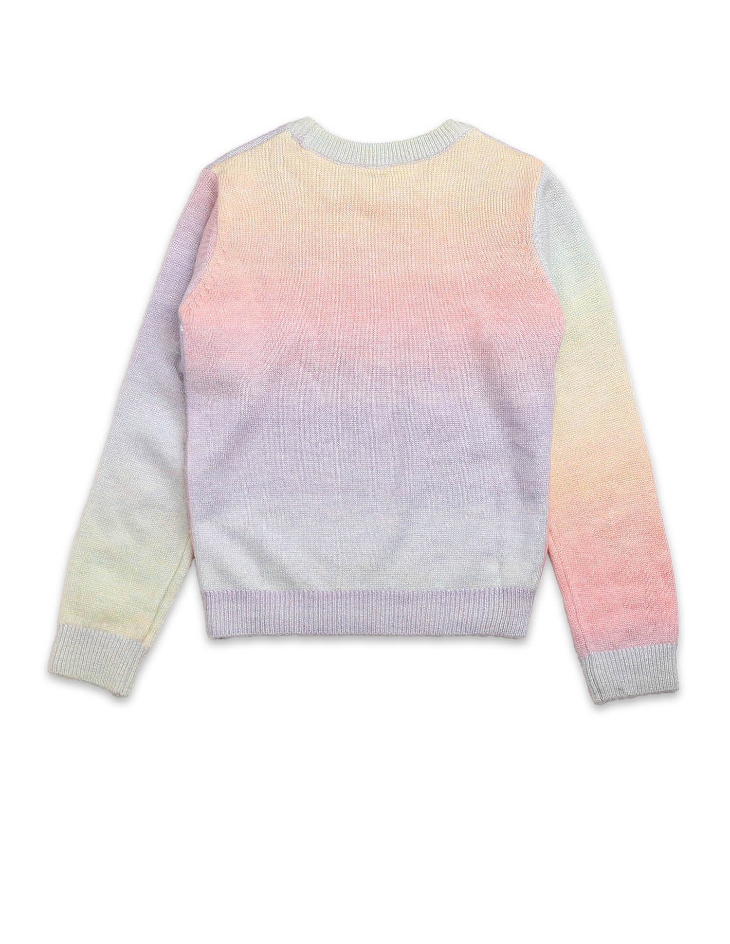 GirlsCrew Neck Embellished Sweater Pink and Grey - U.S. POLO ASSN. | Large