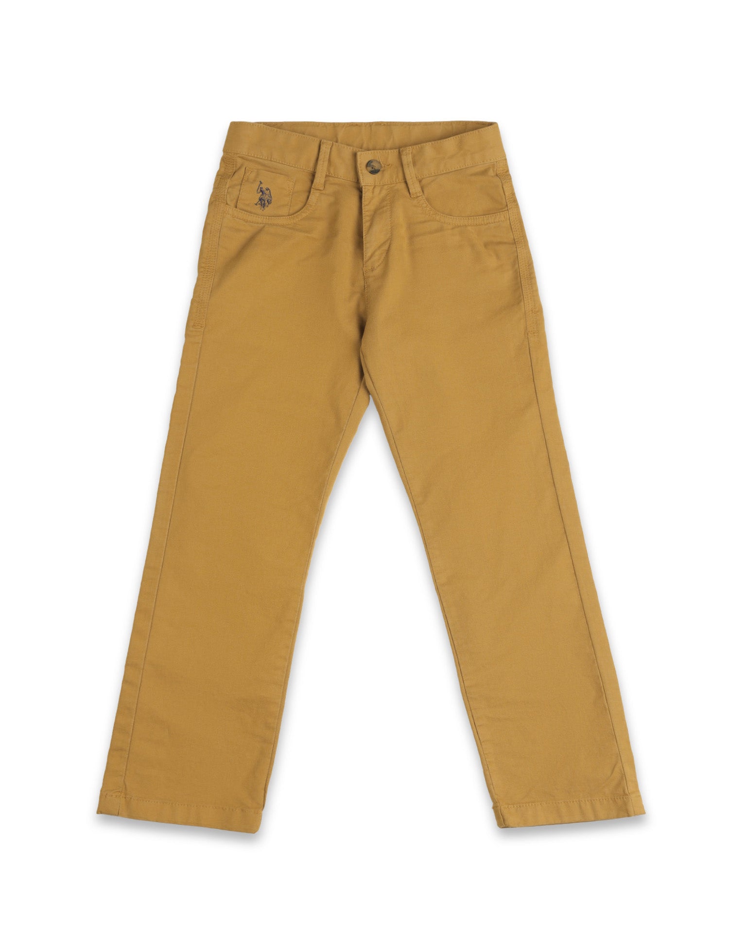 Boys Slim Fit Twill Trousers Mustard - U.S. POLO ASSN. | Large
