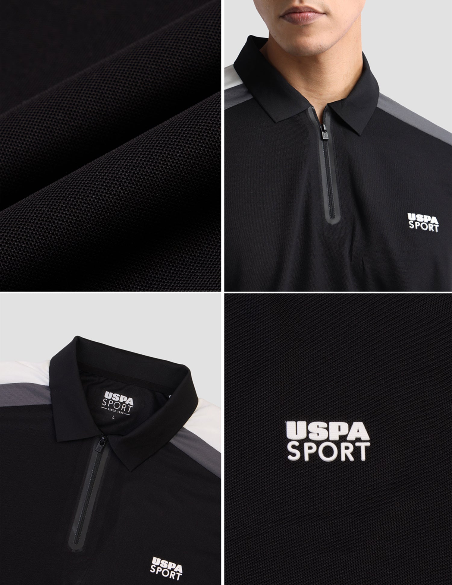 Solid Slim Fit Active Polo Shirt Black - U.S. Polo Assn. India | Large