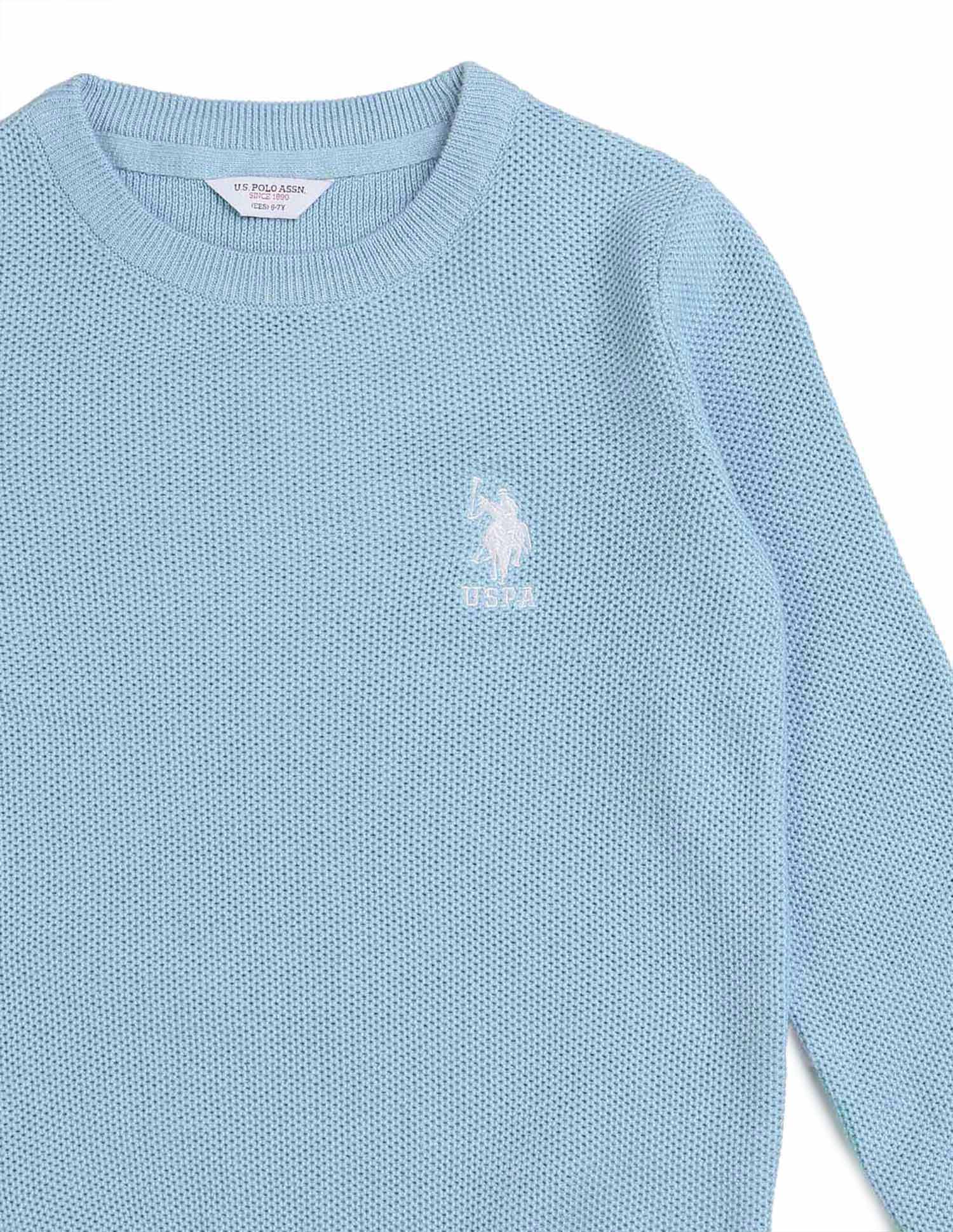 Boys Textured Regular Fit Sweater Light Blue - U.S. POLO ASSN. | Large