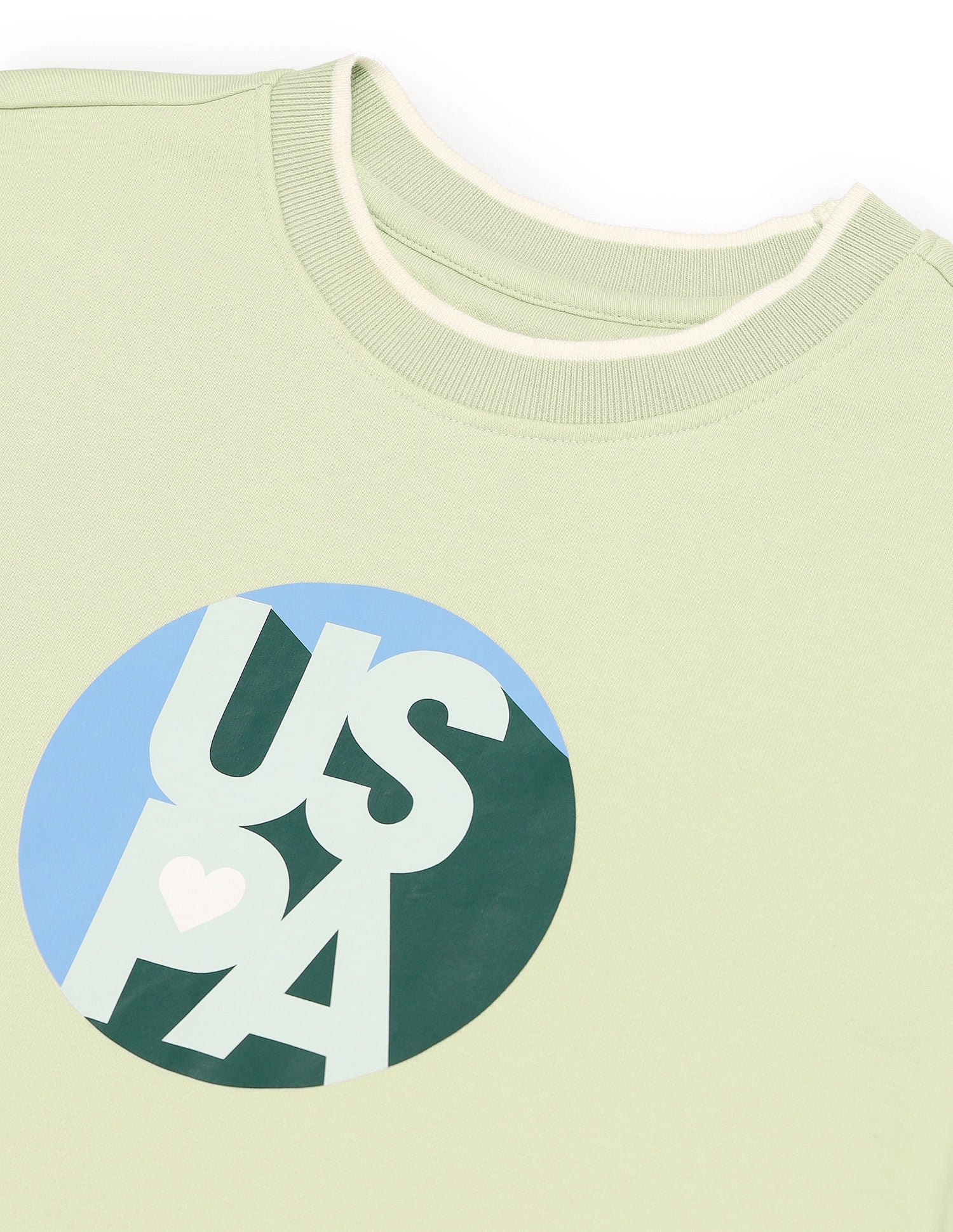 Crew Neck Brand Print Sweatshirt Light Green - U.S. POLO ASSN. | Large