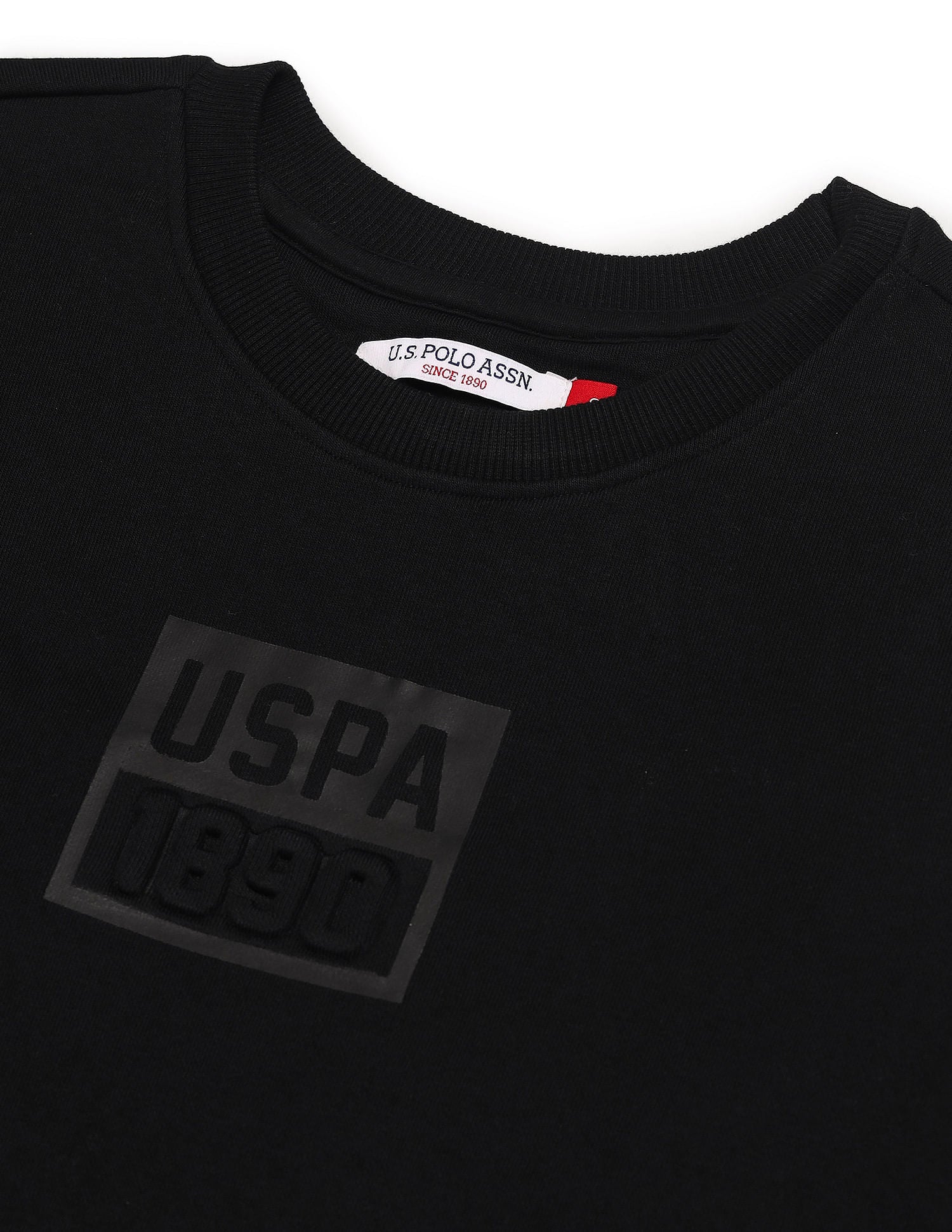 Crew Neck Embossed Logo Sweatshirt Black - U.S. POLO ASSN. | Large