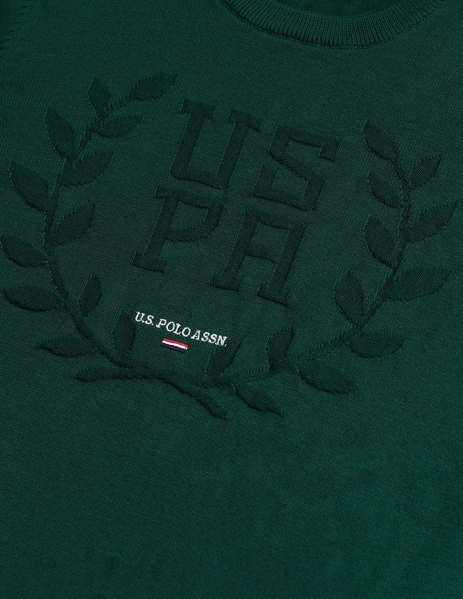 Crest Logo Regular Fit Sweater Green - U.S. POLO ASSN. | Large