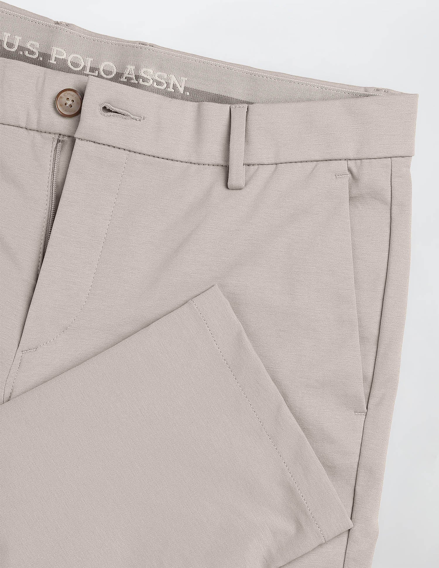 Denver Slim Fit Mid Rise Trousers Stone - U.S. Polo Assn. India | Large