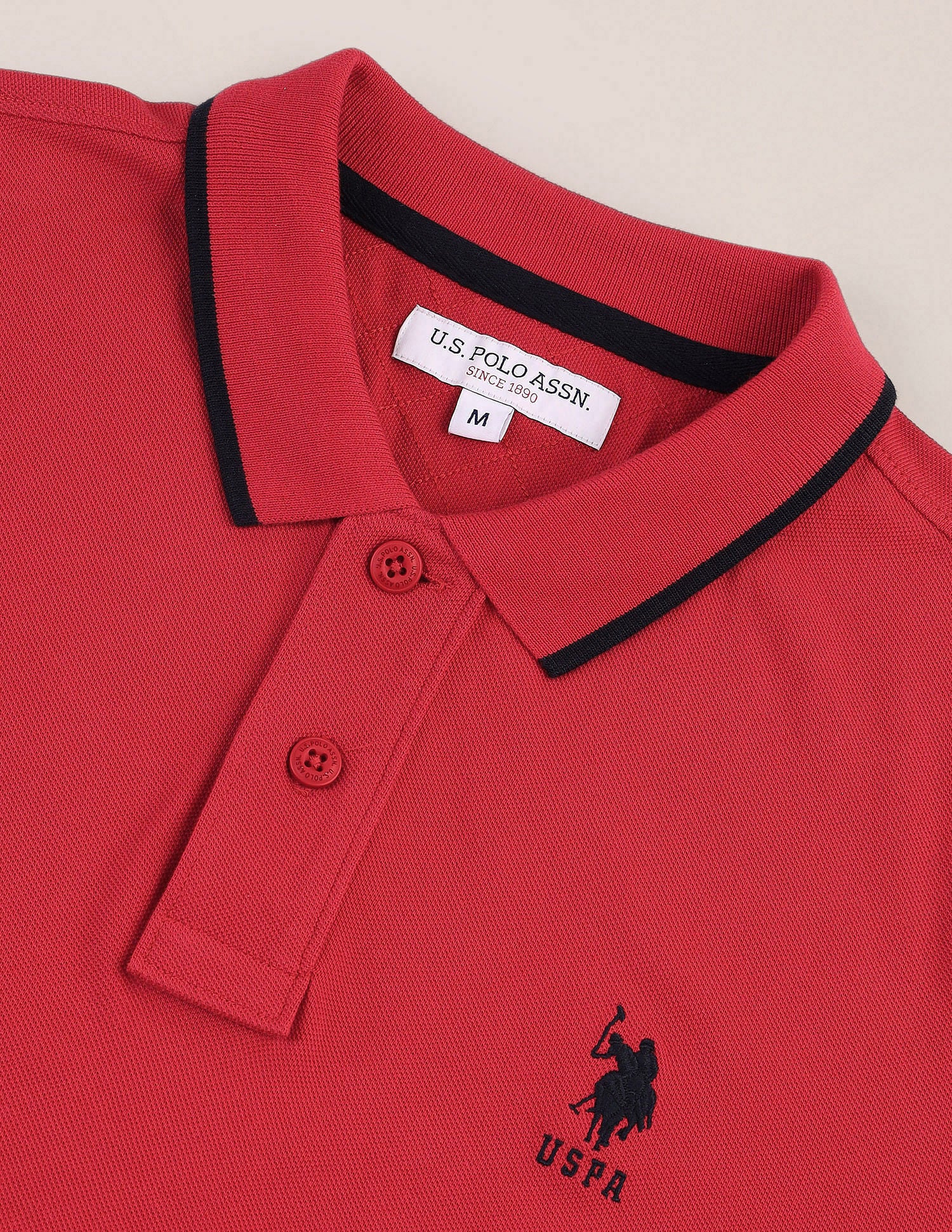 Solid Slim Fit Polo Shirt Red - U.S. Polo Assn. India | Large