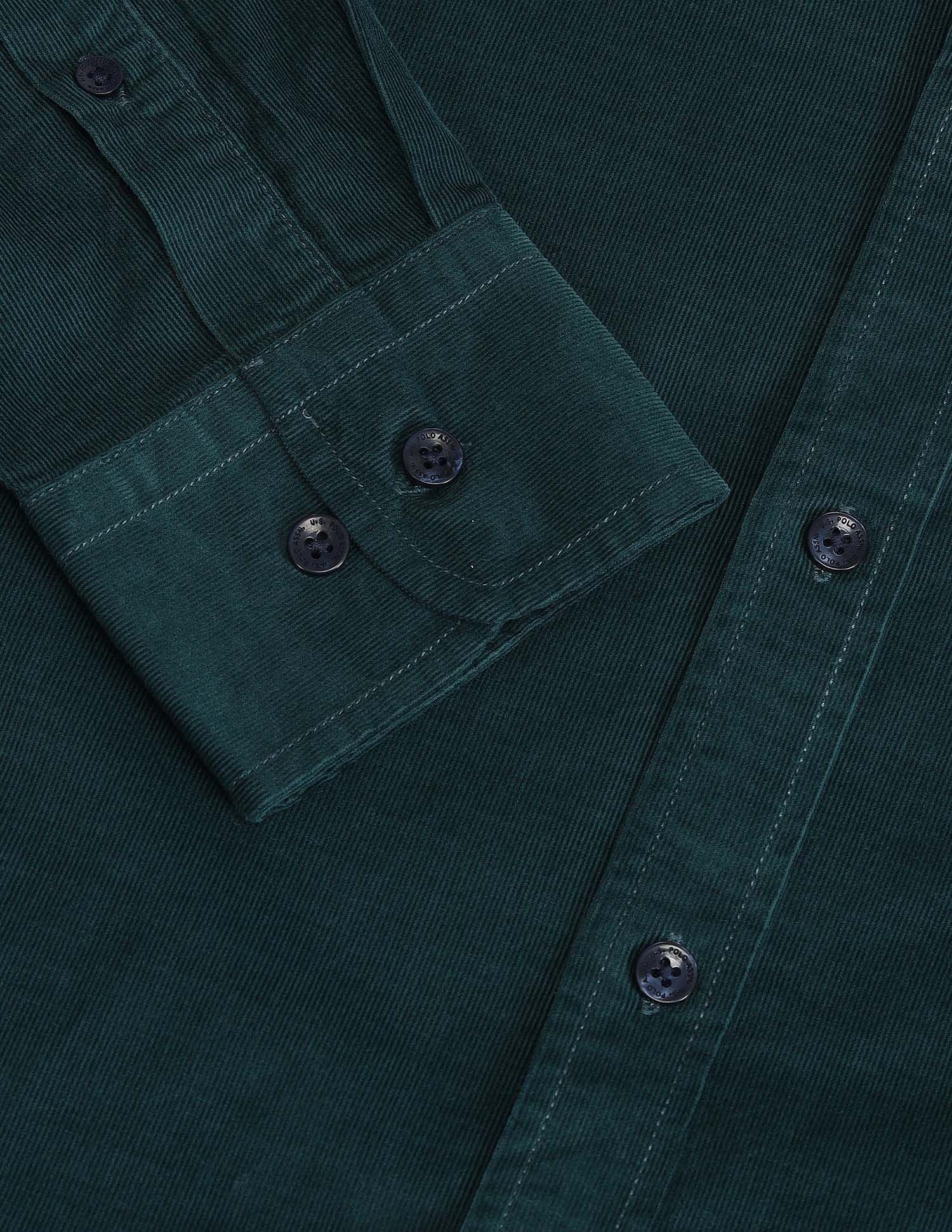 Tailored Fit Corduroy Shirt Dark Green - U.S. Polo Assn. India | Large
