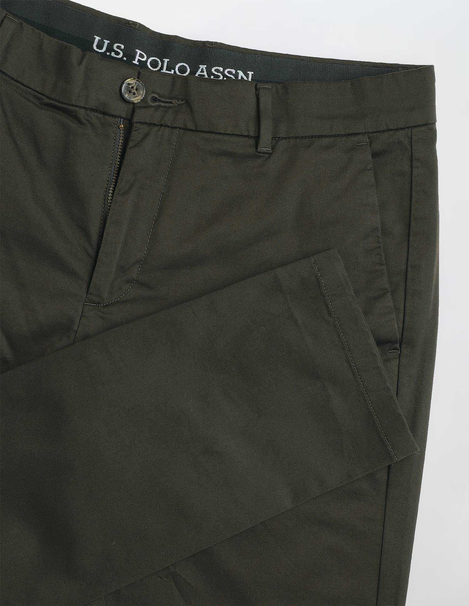 Austin Slim Fit Dobby Trousers Dark Olive - U.S. Polo Assn. India | Large