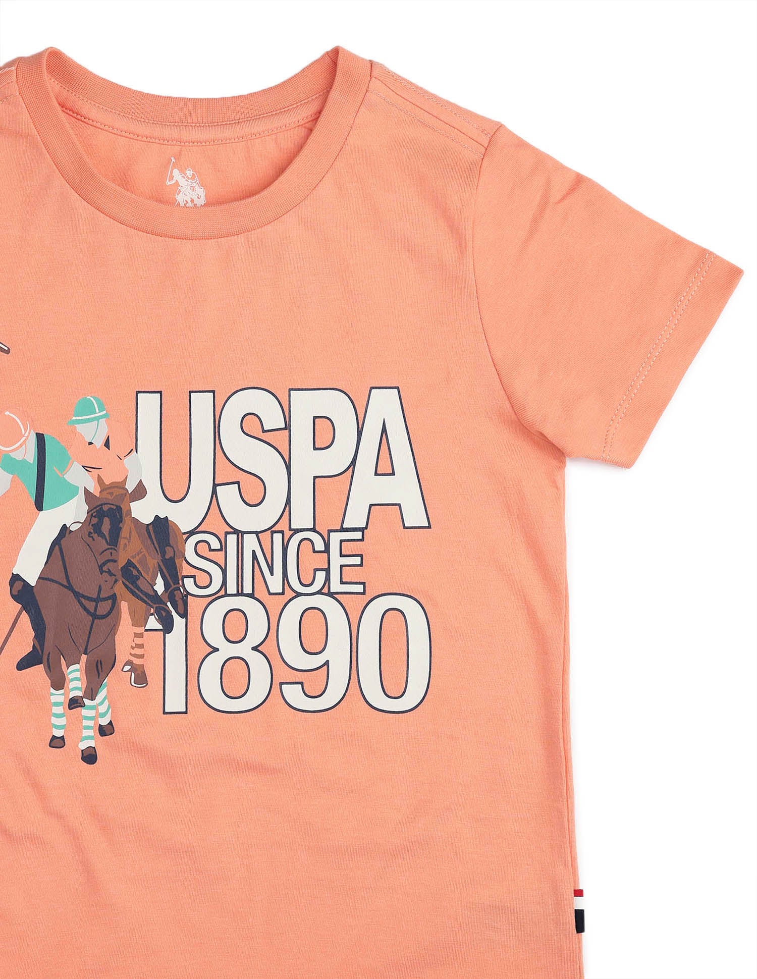 Boys Graphic Brand Printed Regular Fit T Shirt Light Orange - U.S. POLO ASSN. | Large