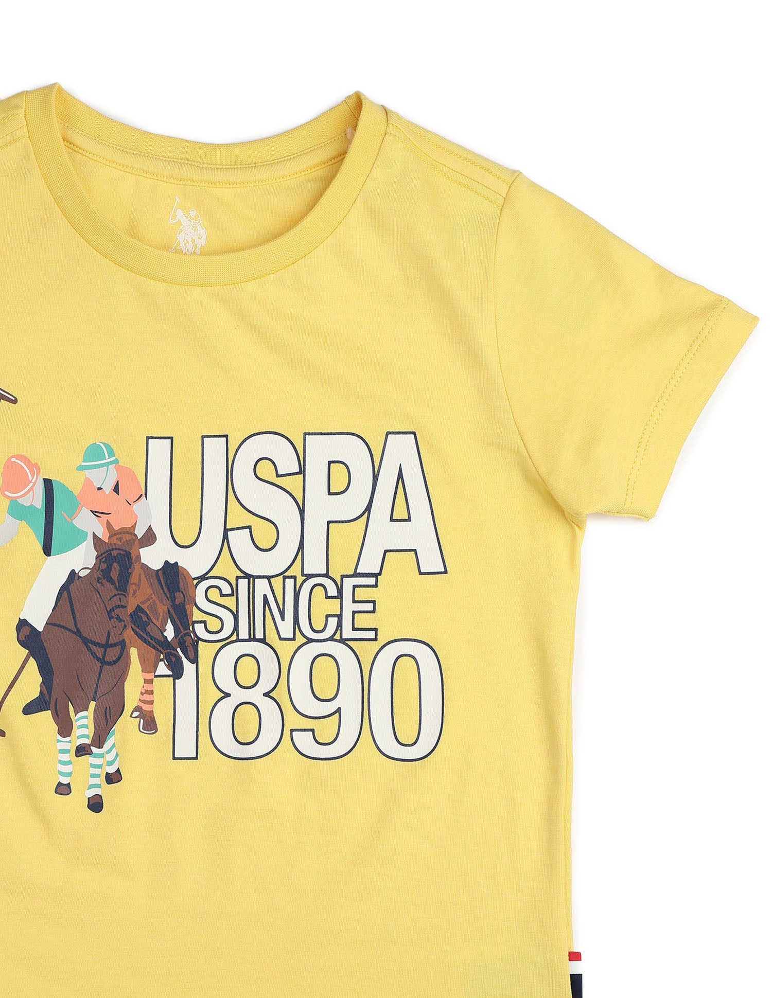 Boys Graphic Brand Printed Regular Fit T Shirt Yellow - U.S. POLO ASSN. | Large