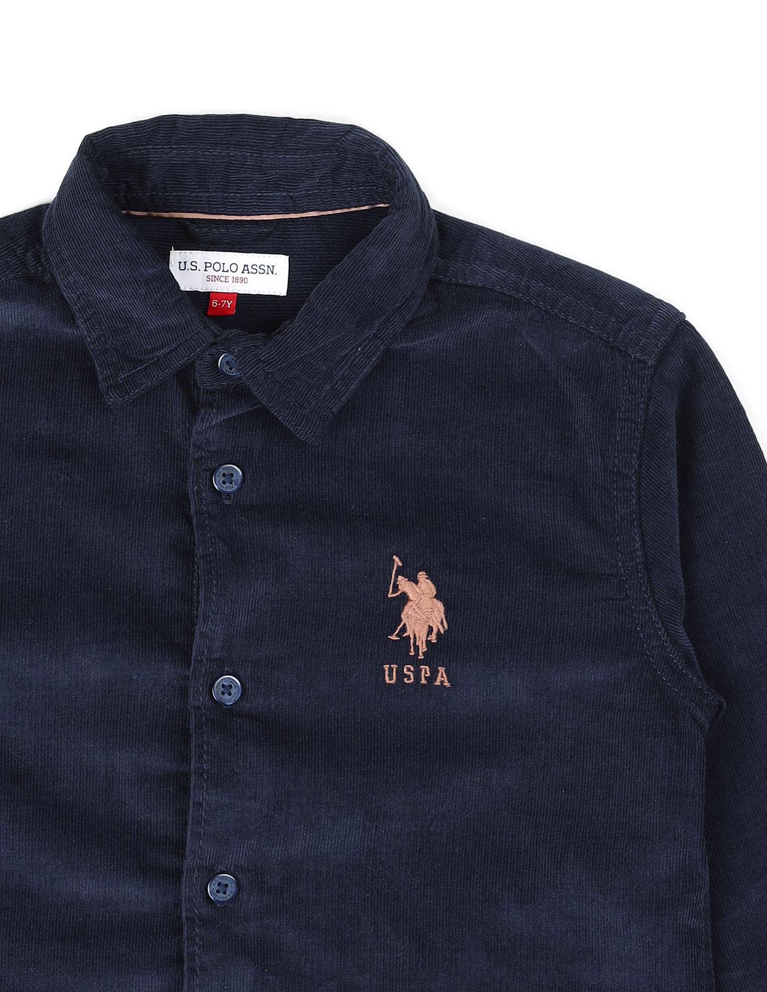 Boys Textured Pure Cotton Shirt Navy - U.S. POLO ASSN. | Large