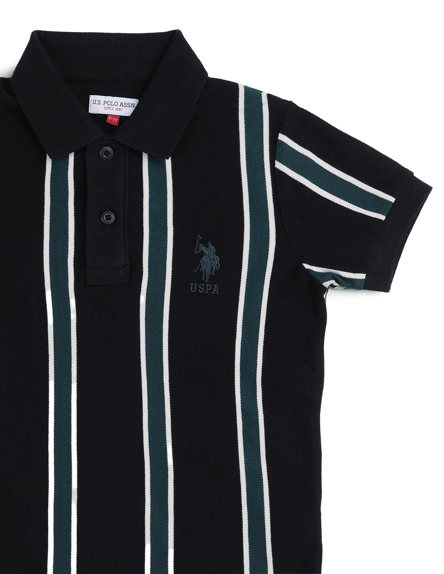 Boys Vertical Striped Regular Fit Polo Shirt Navy - U.S. POLO ASSN. | Large