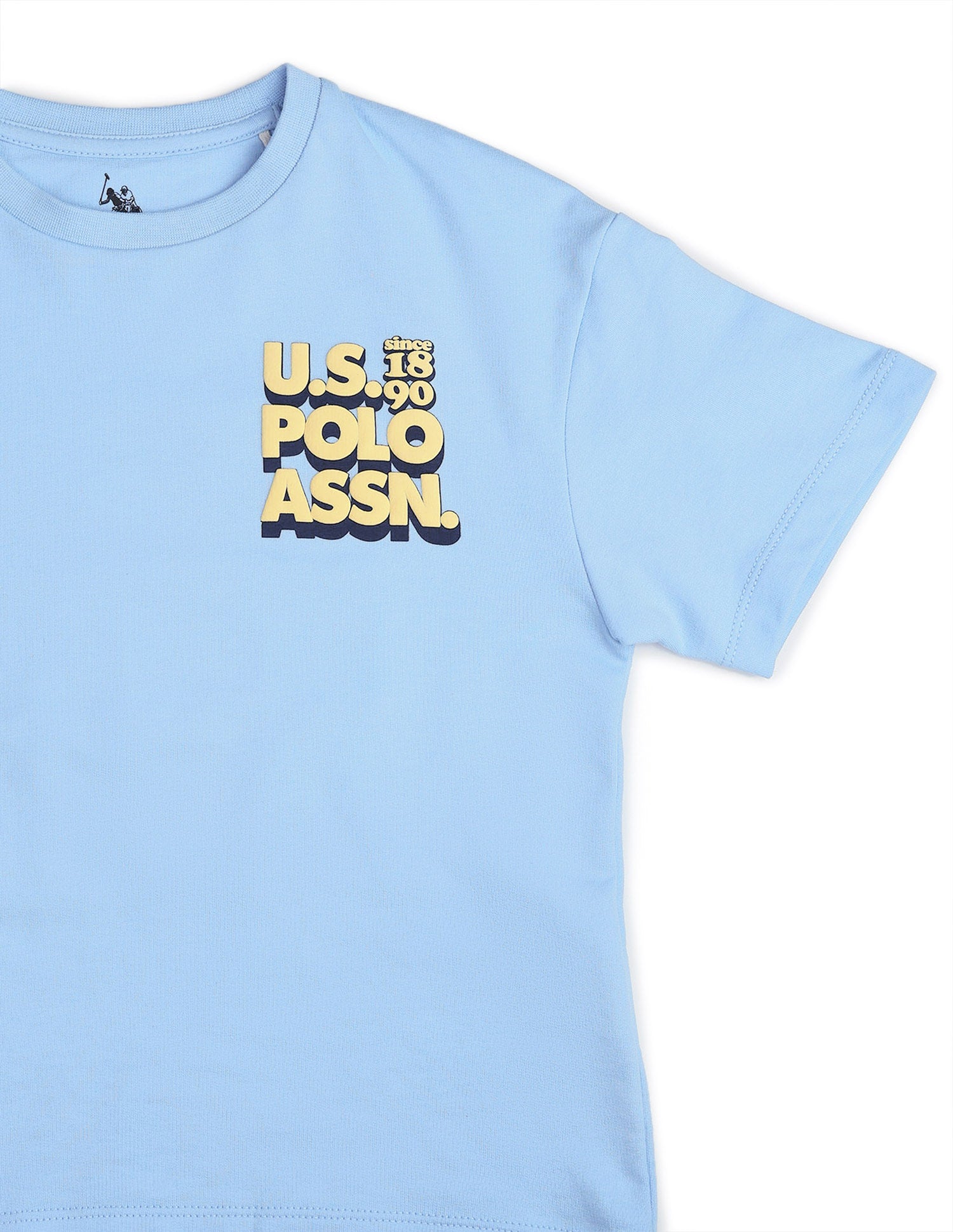 Boys Brand Printed Boxy Fit T Shirt Light Blue - U.S. POLO ASSN. | Large
