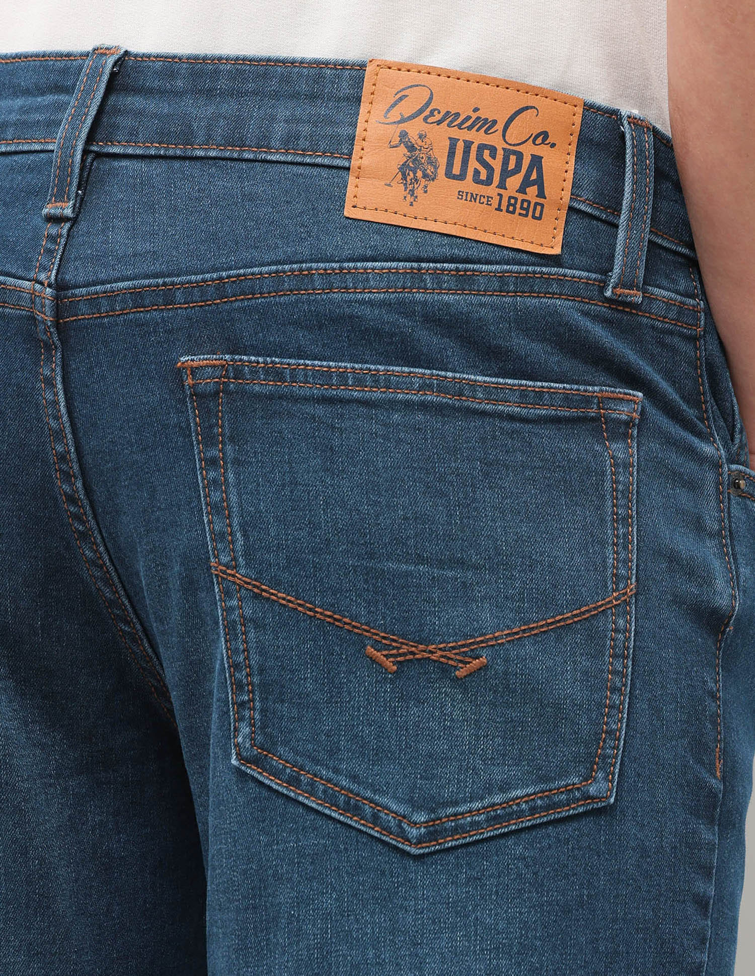 Solid Slim Fit Jeans Blue - U.S. Polo Assn. India | Large
