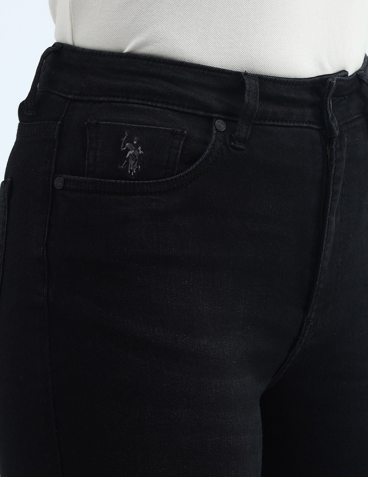 High Rise Wide Leg Jeans Black - U.S. POLO ASSN. | Large