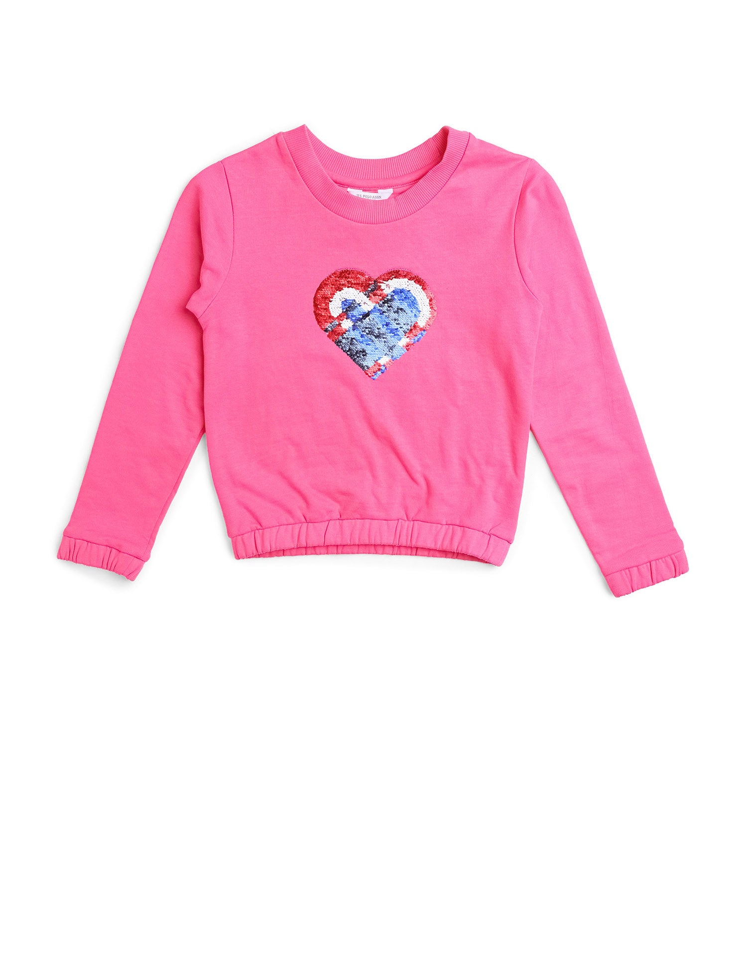 Girls Heart Flip Sequin Sweatshirt Pink - U.S. POLO ASSN. | Large