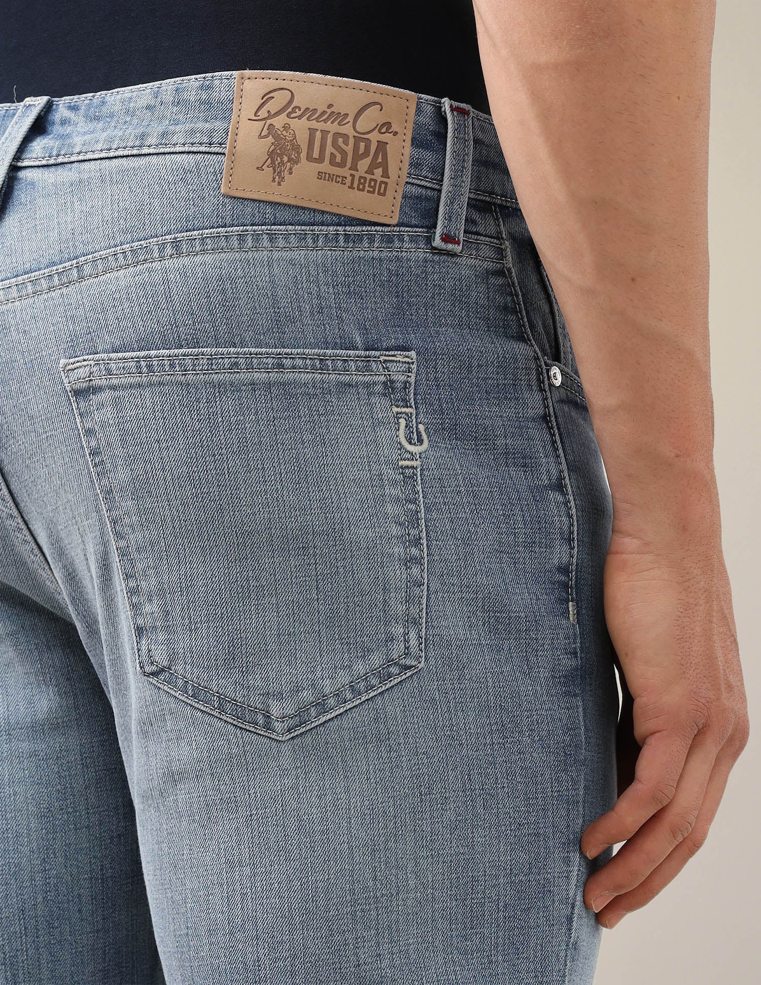 Harold Slim Straight Fit Blue Jeans Light Blue - U.S. Polo Assn. India | Large