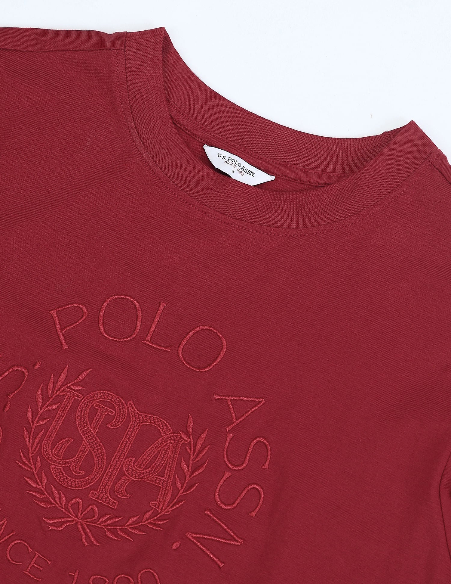 Embroidered Crest Boxy Fit T-Shirt Red - U.S. Polo Assn. India | Large