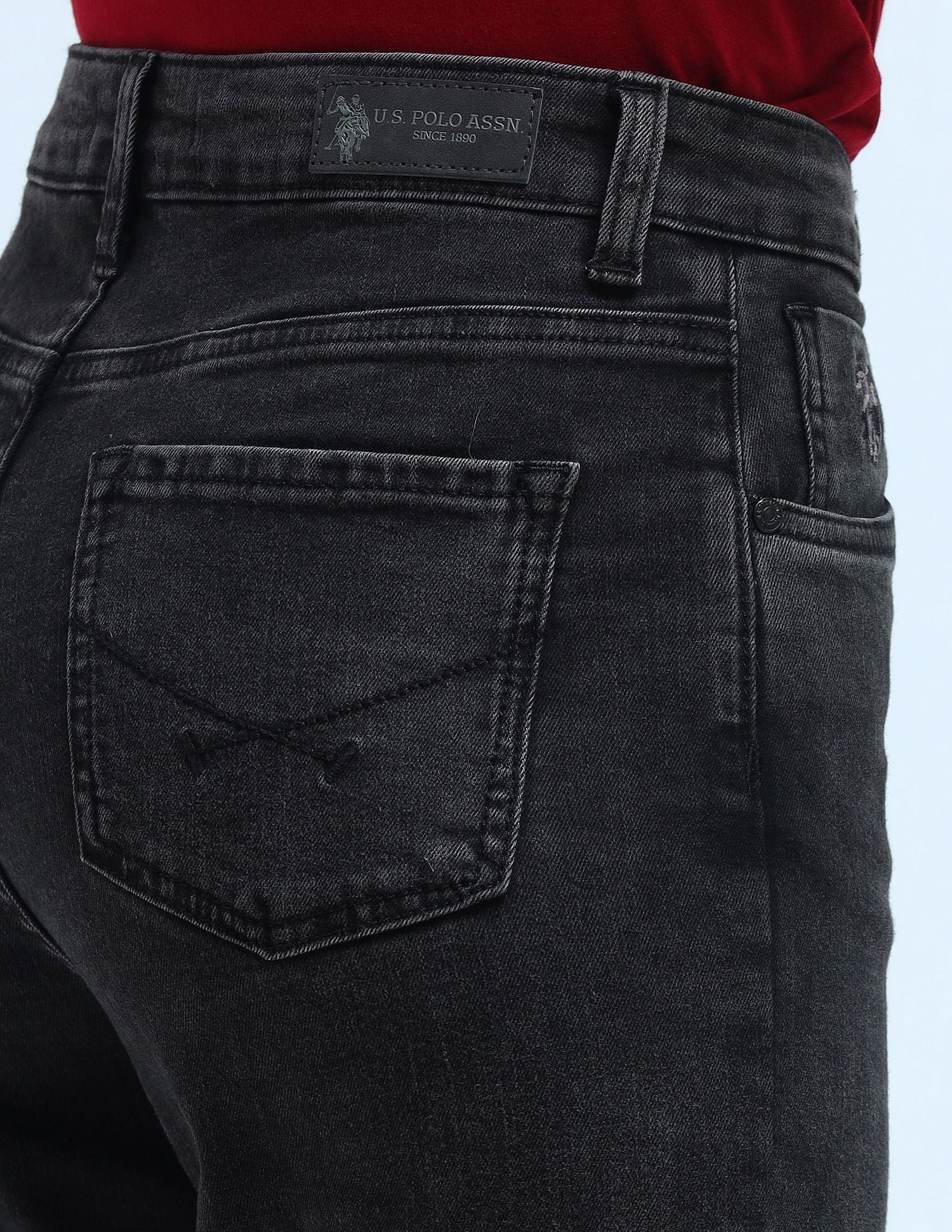High Rise Straight Fit Jeans Dark Grey - U.S. Polo Assn. India | Large