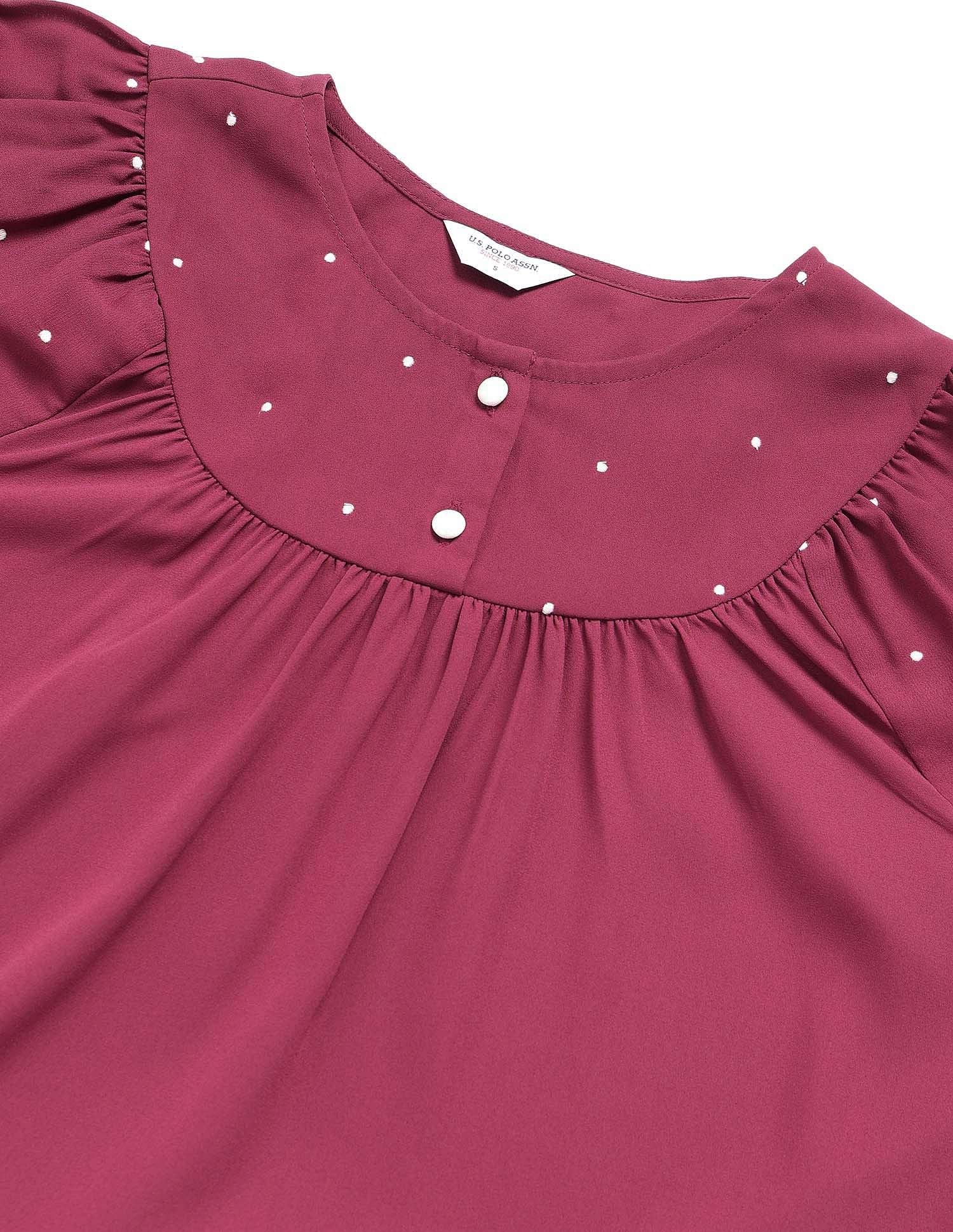 Floral Embroidered Top Wine - U.S. POLO ASSN. | Large