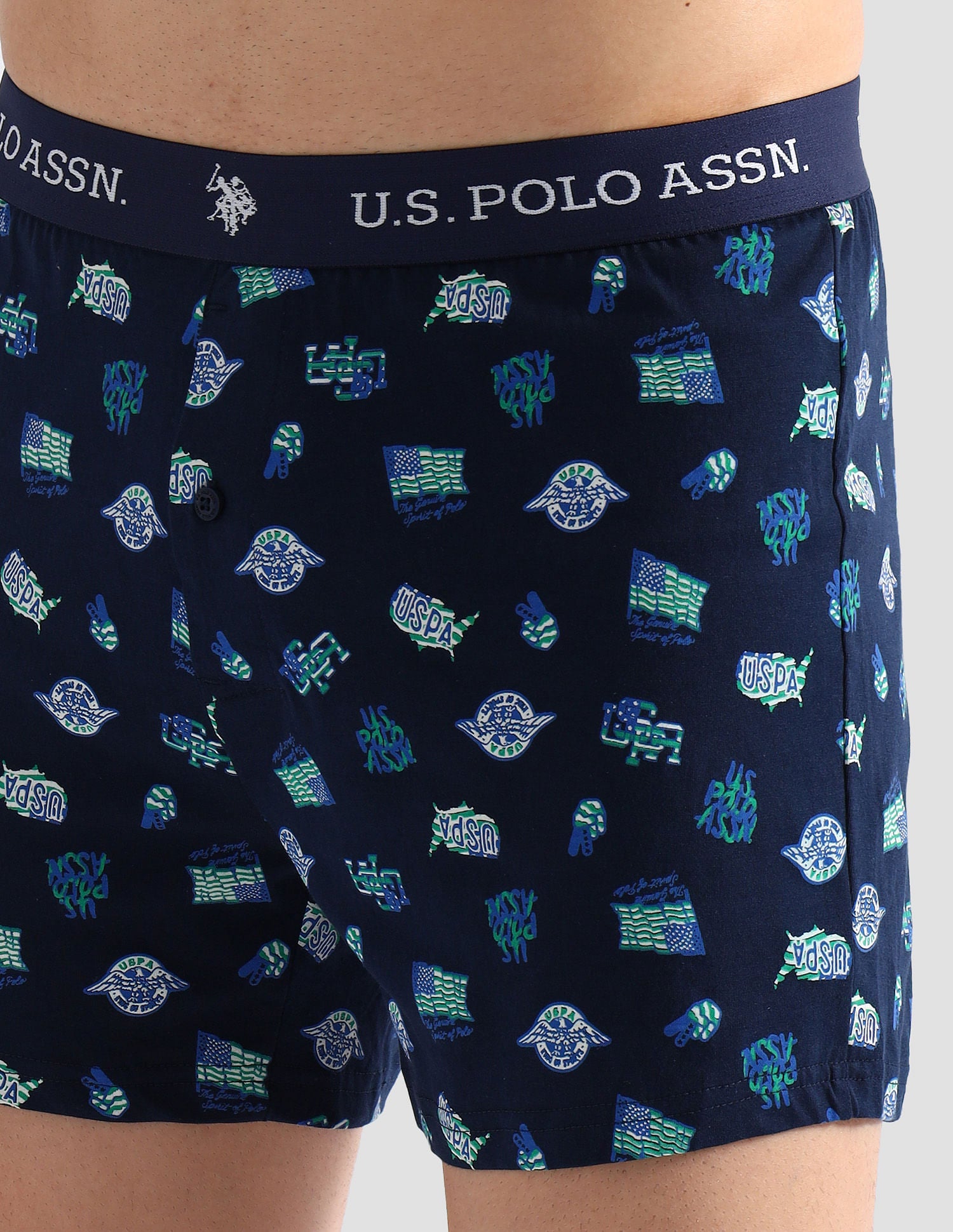 Comfort Regular Fit Solid OEX09 Boxers - Pack of 2 Navy and Green Bay - U.S. POLO ASSN. | Large