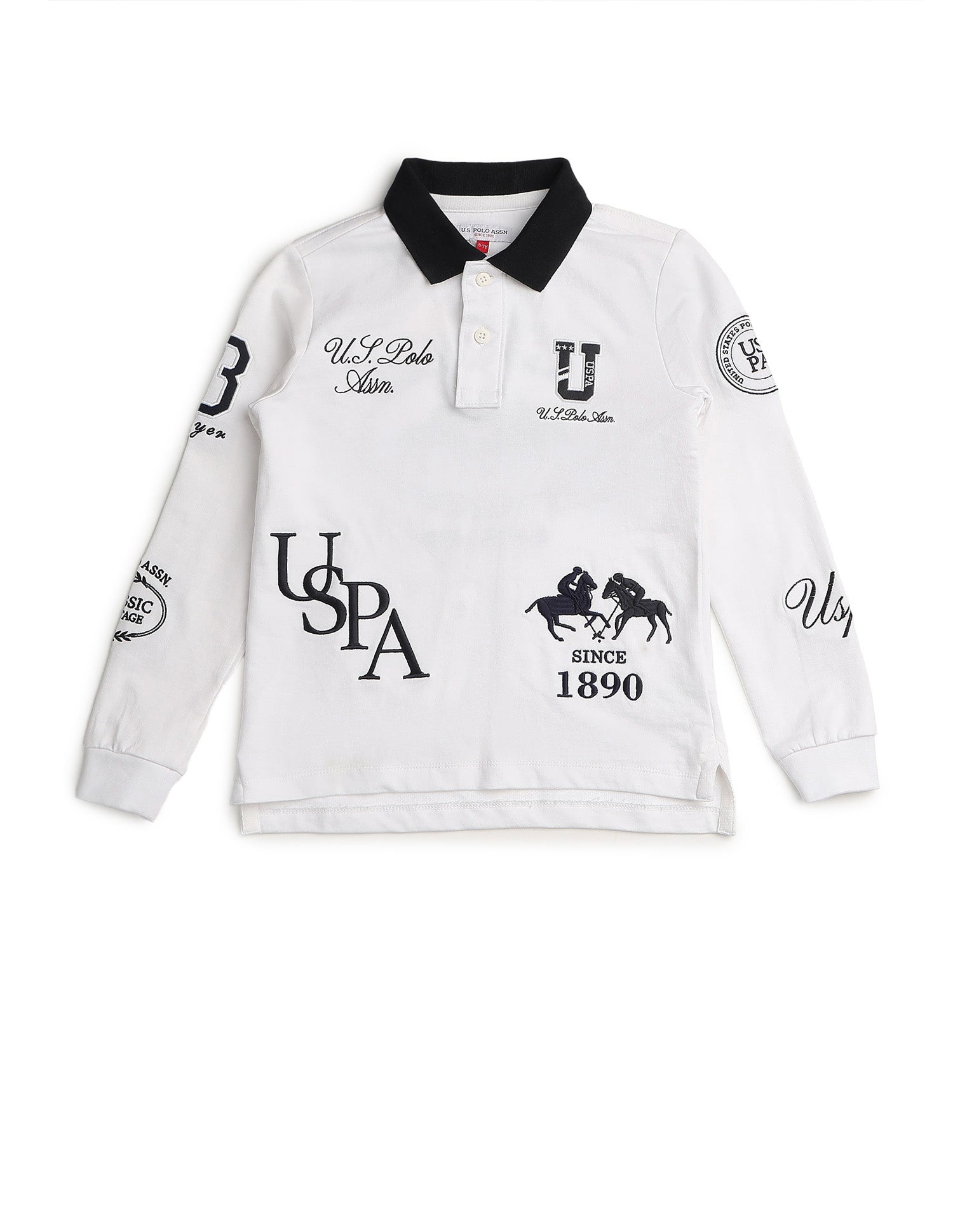Boys Graphic Brand Embroidered Regular Fit Polo Shirt White - U.S. POLO ASSN. | Large