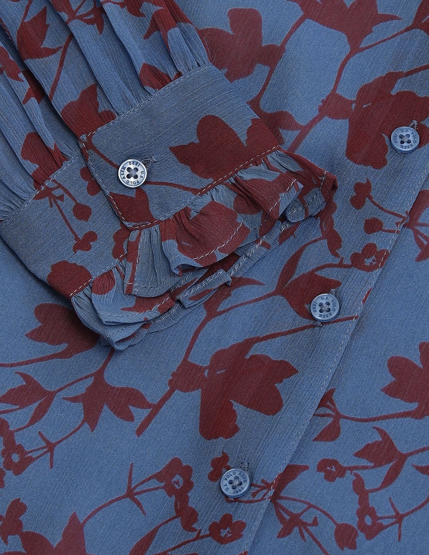 Ruffled Button Down Top Multicolor - U.S. POLO ASSN. | Large