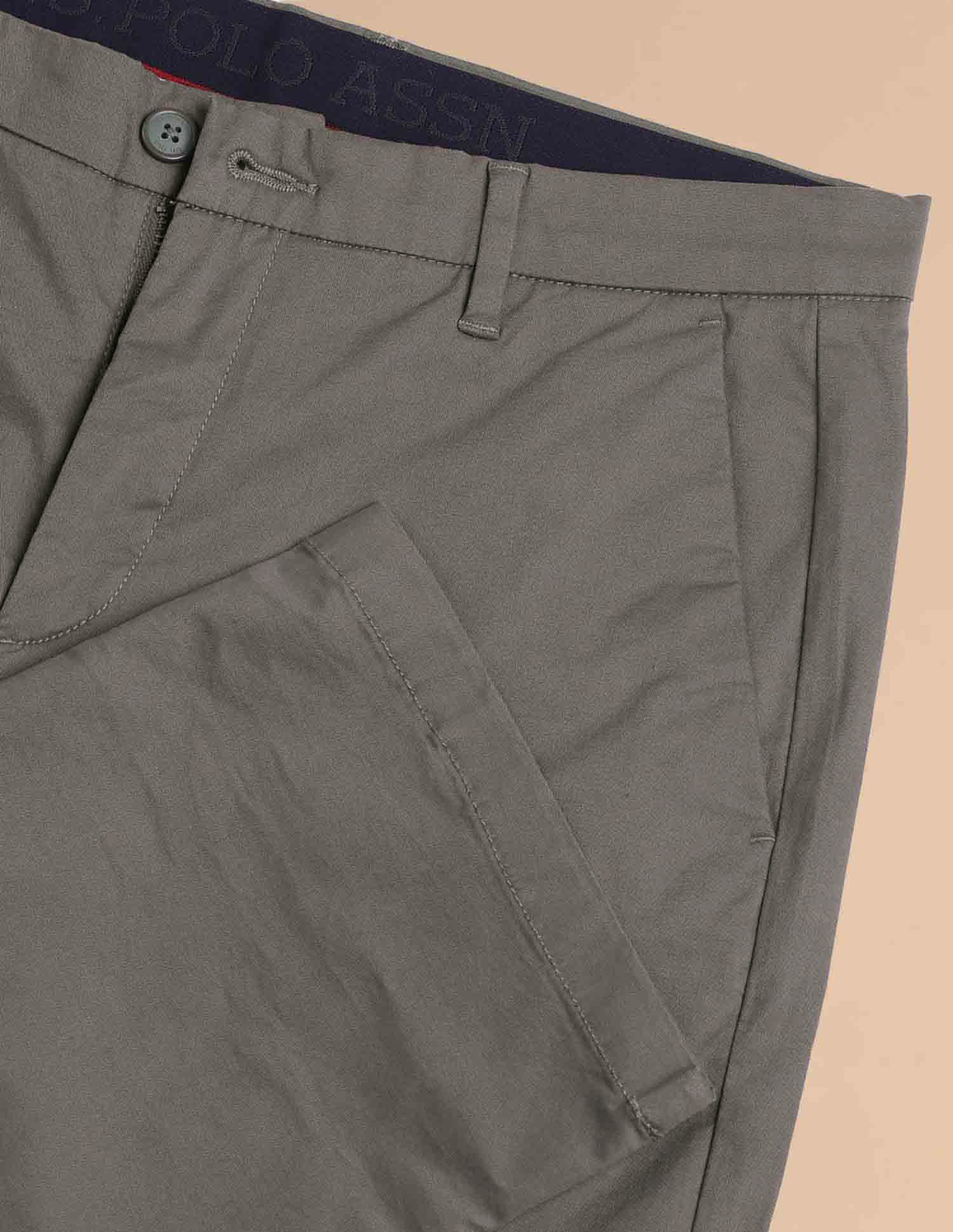 Satin Slim Fit Trousers Light Olive - U.S. POLO ASSN. | Large