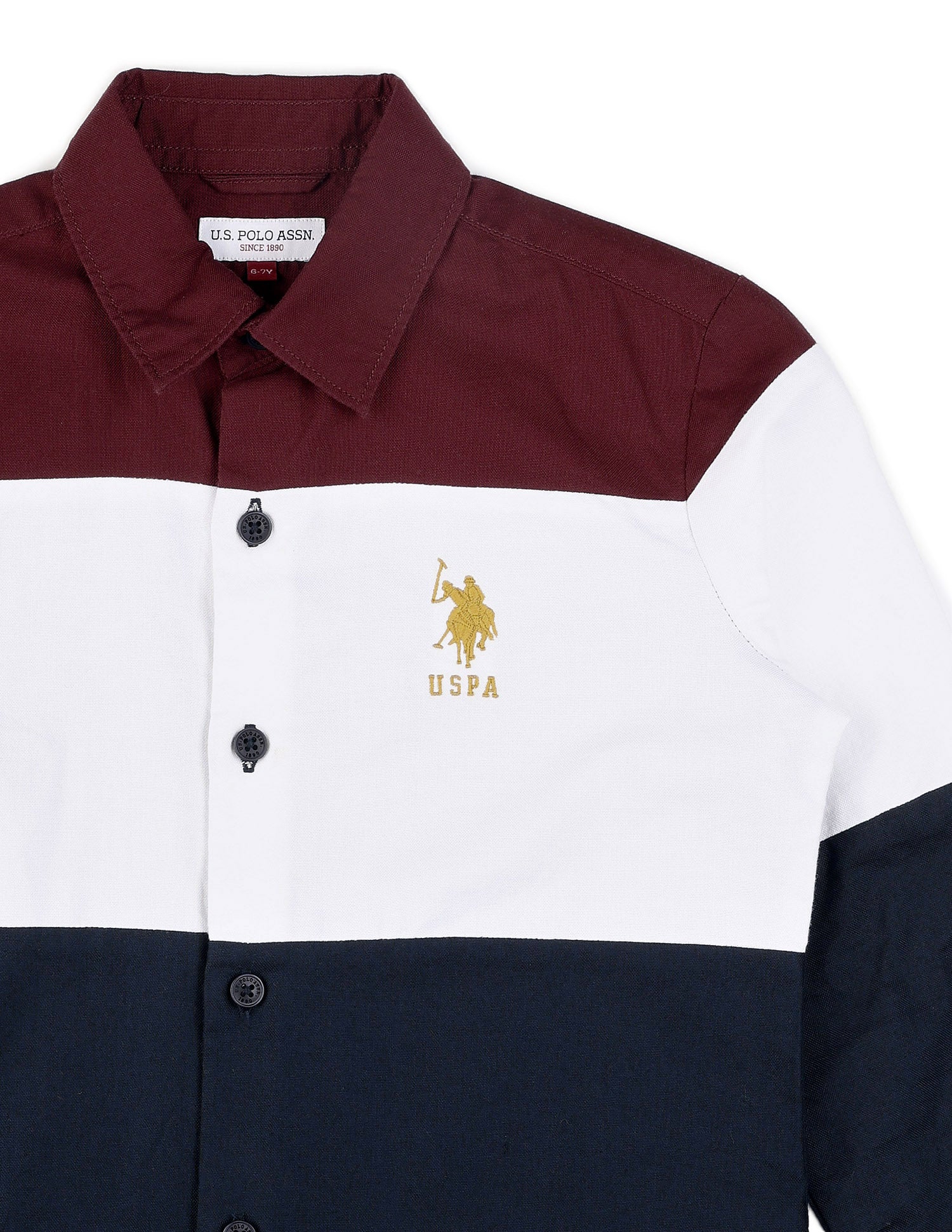 Boys Colorblocked Pure Cotton Shirt Red - U.S. POLO ASSN. | Large