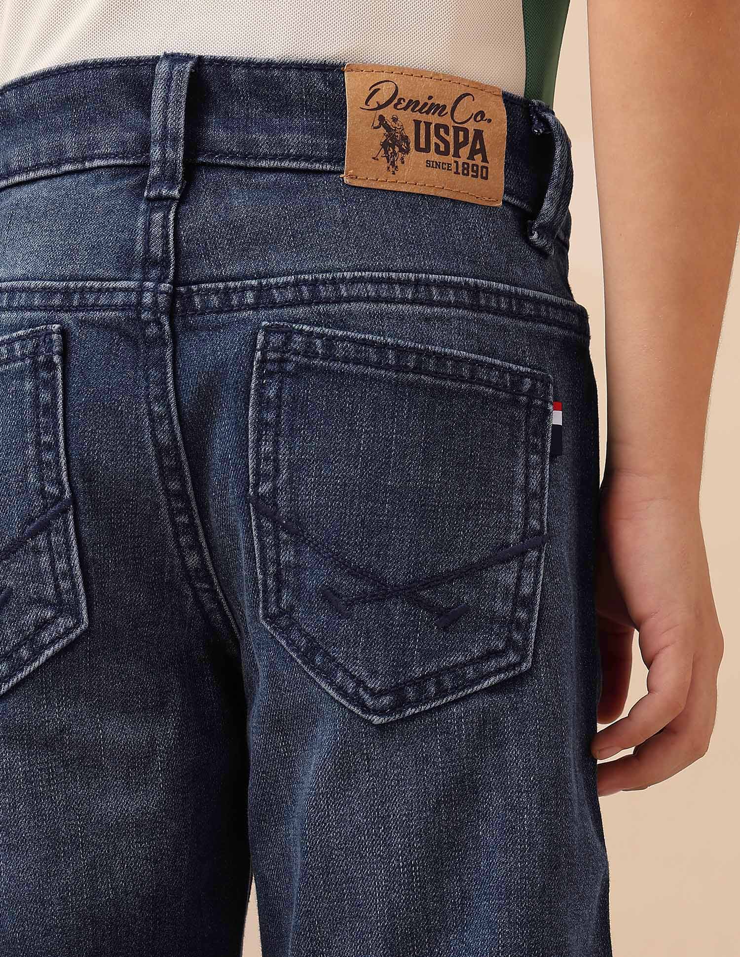 Boys Slim Fit Whiskered Jeans Blue - U.S. POLO ASSN. | Large