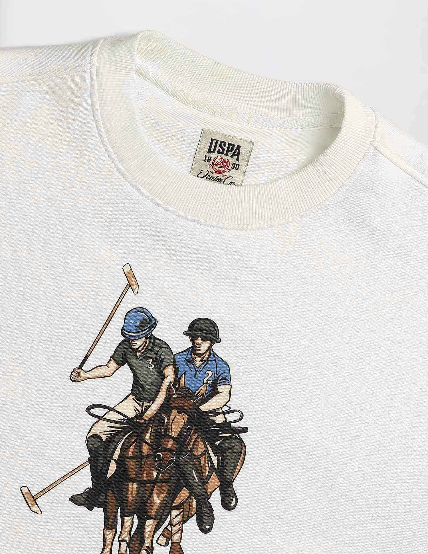 Graphic Brand Printed Sweatshirt Ecru - U.S. POLO ASSN. | Large