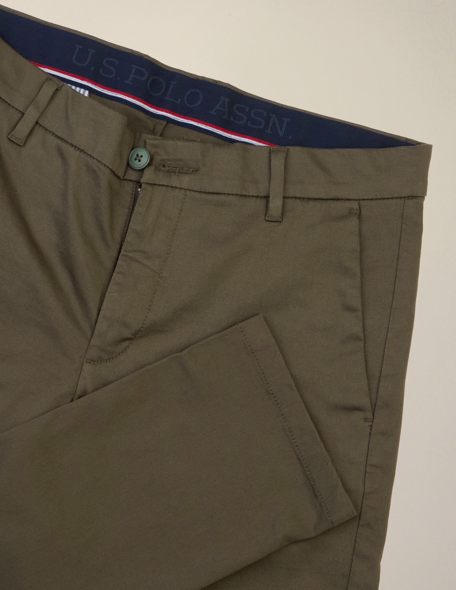Denver Slim Fit Dobby Trousers Olive - U.S. Polo Assn. India | Large