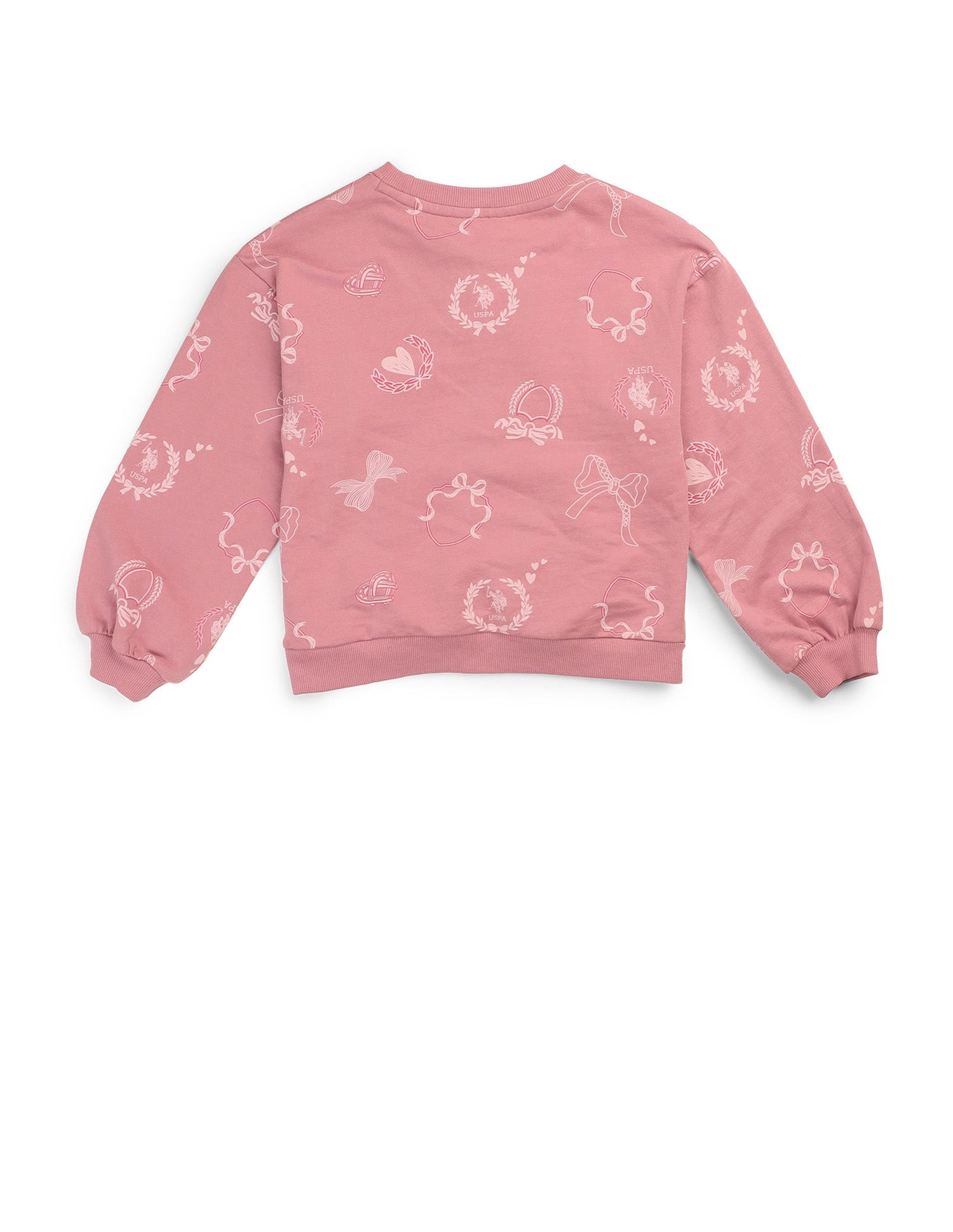 Girls Graphic Printed Comfort Fit Sweatshirt Pink - U.S. POLO ASSN. | Large