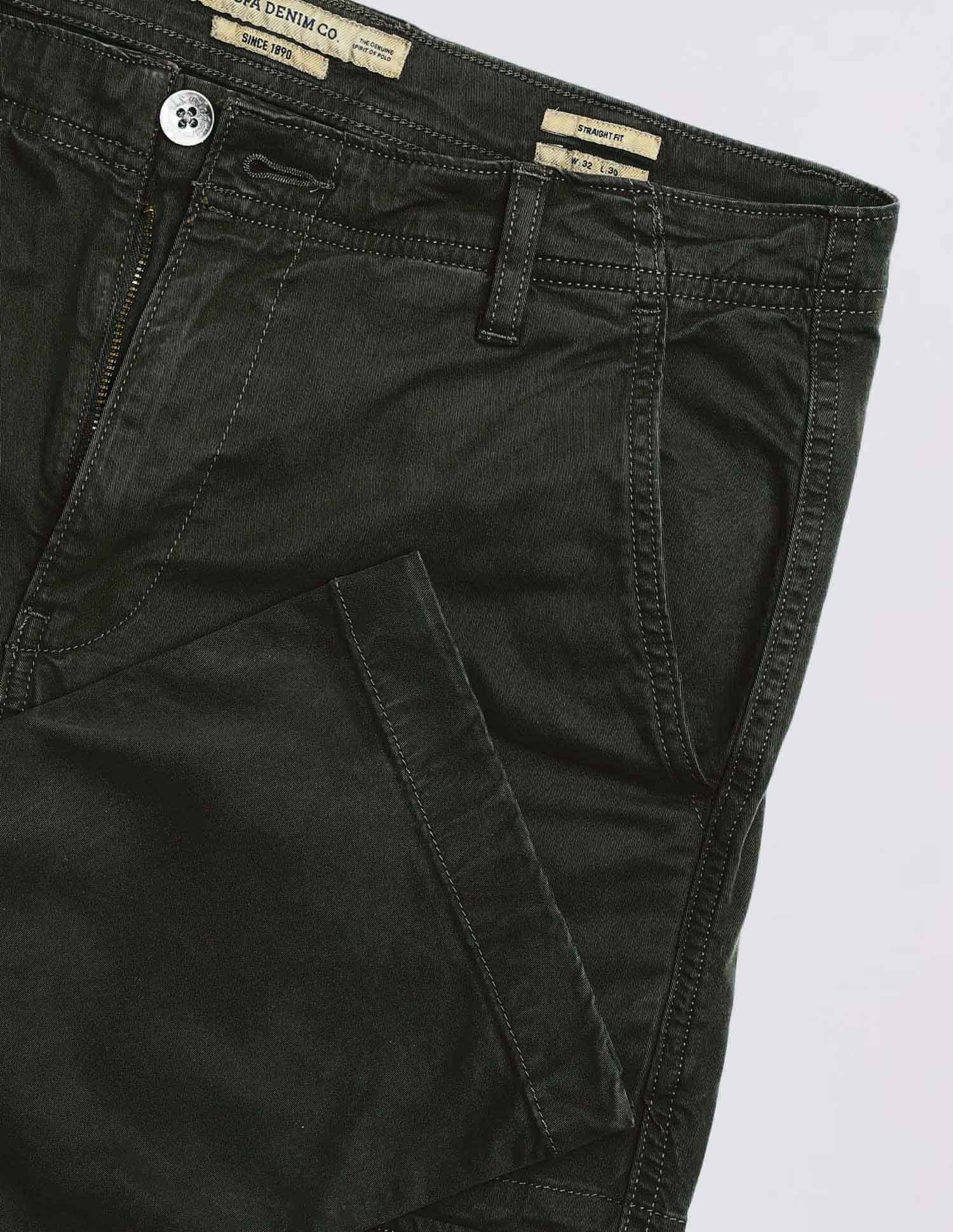 Pure Cotton Solid Cargos Olive - U.S. Polo Assn. India | Large