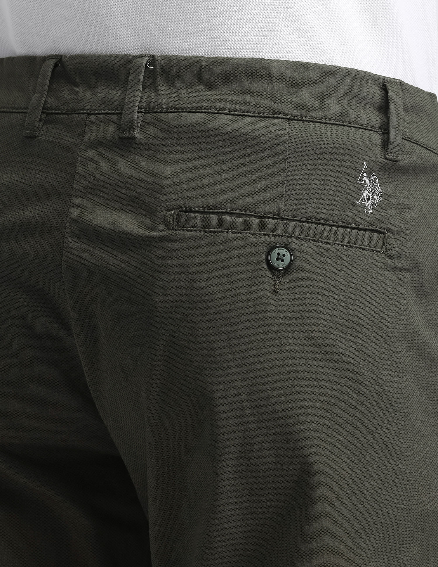 Mid Rise Slim Fit Trousers Green - U.S. POLO ASSN. | Large