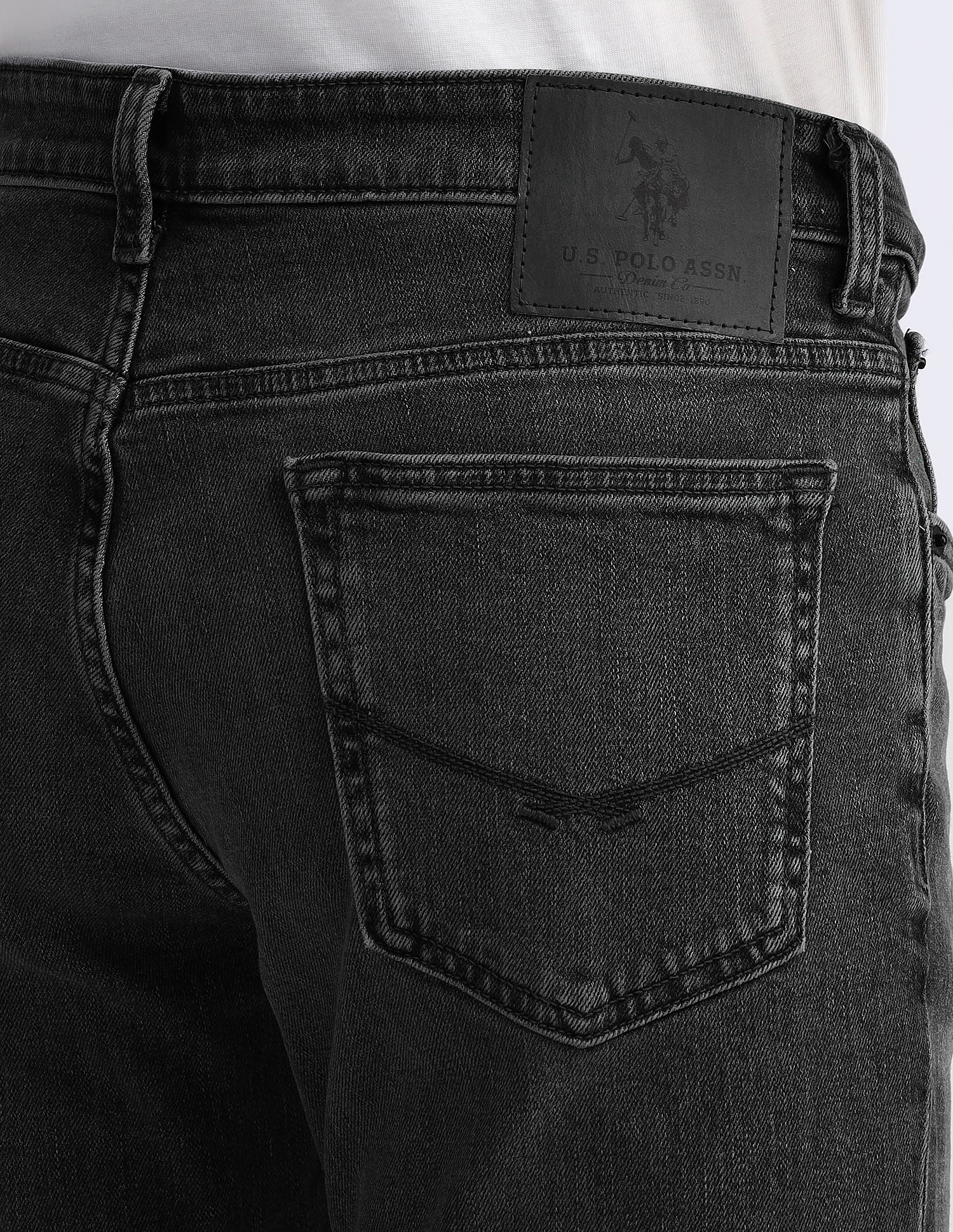 Slim Tapered Fit Grey Jeans Charcoal-Grey - U.S. Polo Assn. India | Large