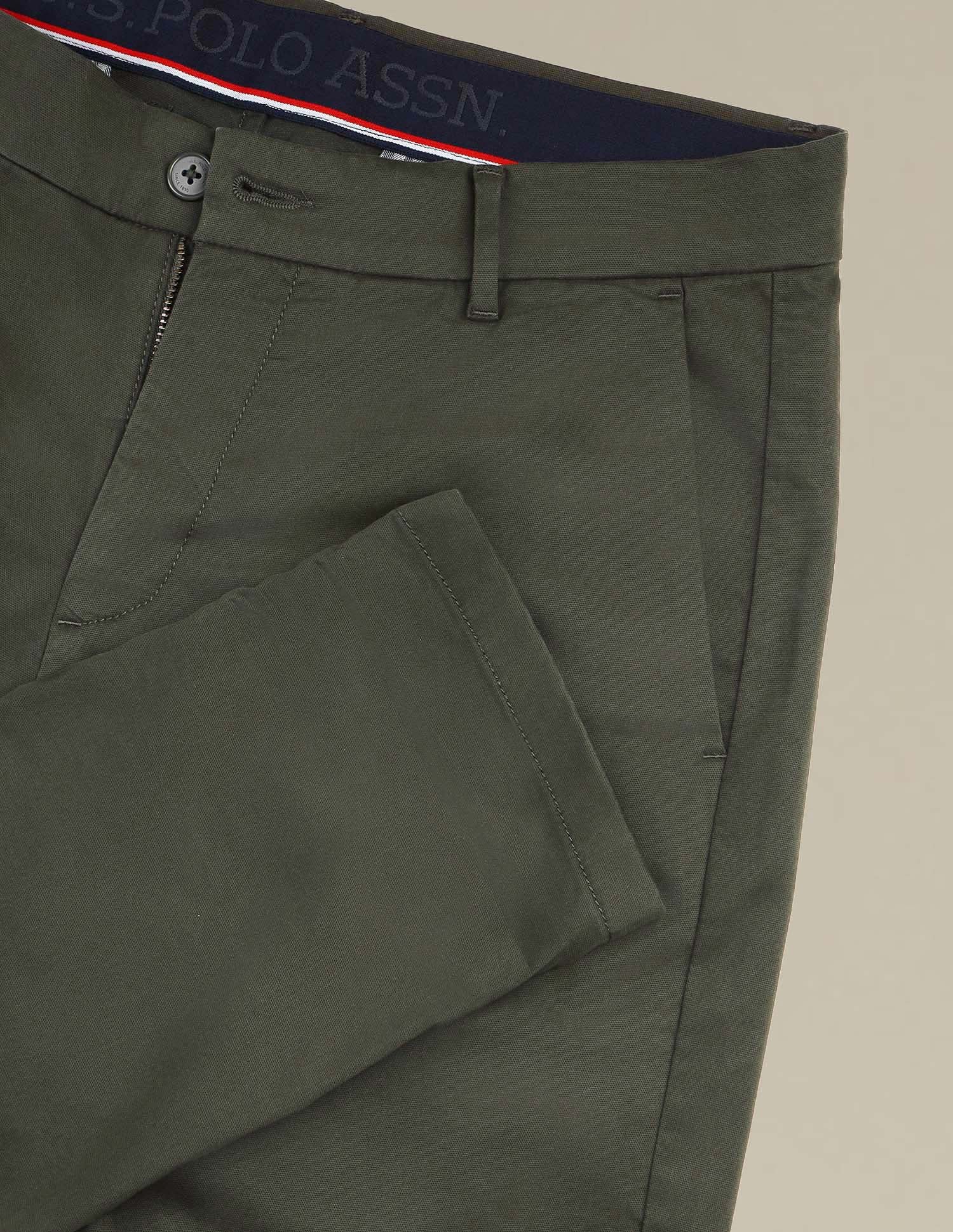 Austin Slim Fit Dobby Trousers Dark Olive - U.S. POLO ASSN. | Large