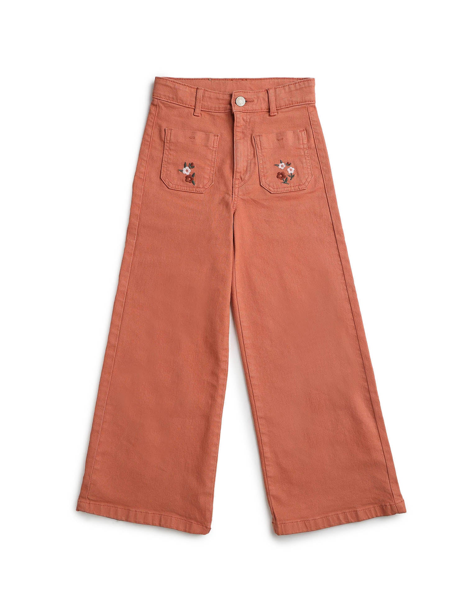 Girls Wide Leg Fit High Rise Jeans Rust - U.S. POLO ASSN. | Large