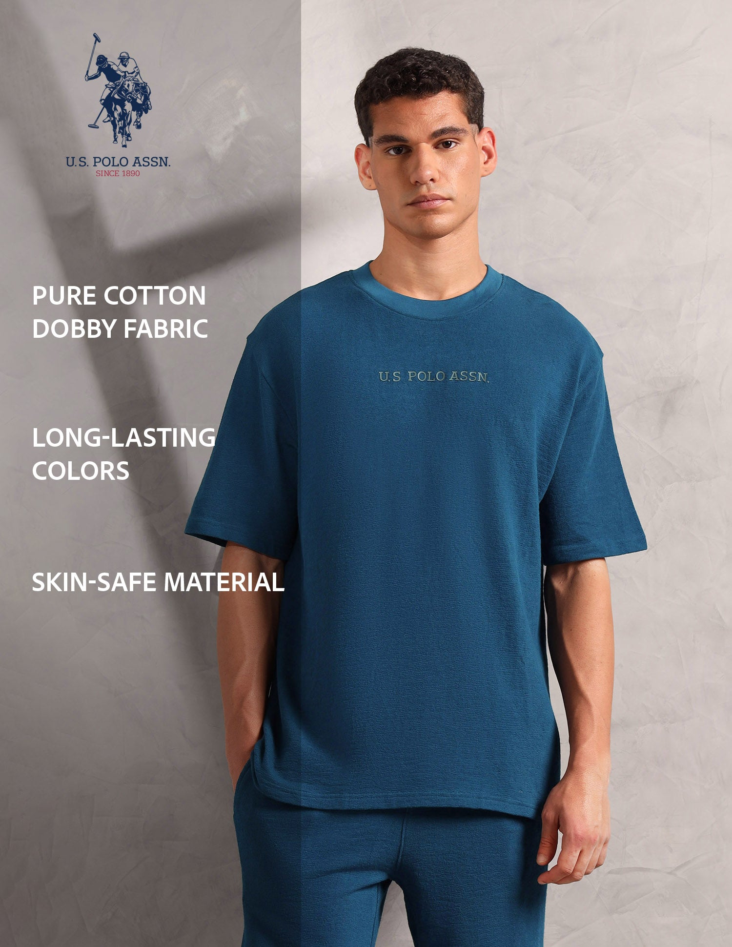 Pure Cotton Oversized Fit PE004 Lounge T-Shirt - Pack Of 1 Sailor Blue - U.S. POLO ASSN. | Large