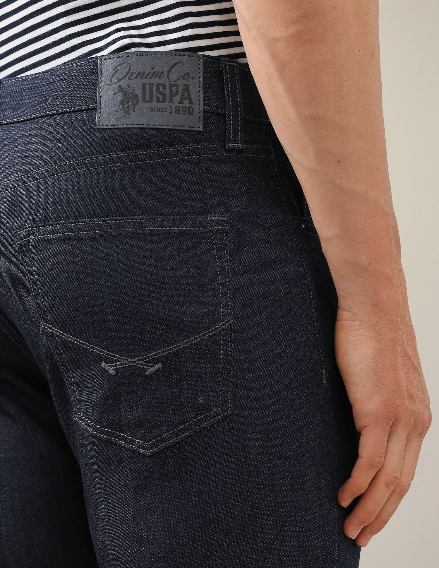 Harold Slim Straight Fit Blue Jeans Rinse Blue - U.S. Polo Assn. India | Large
