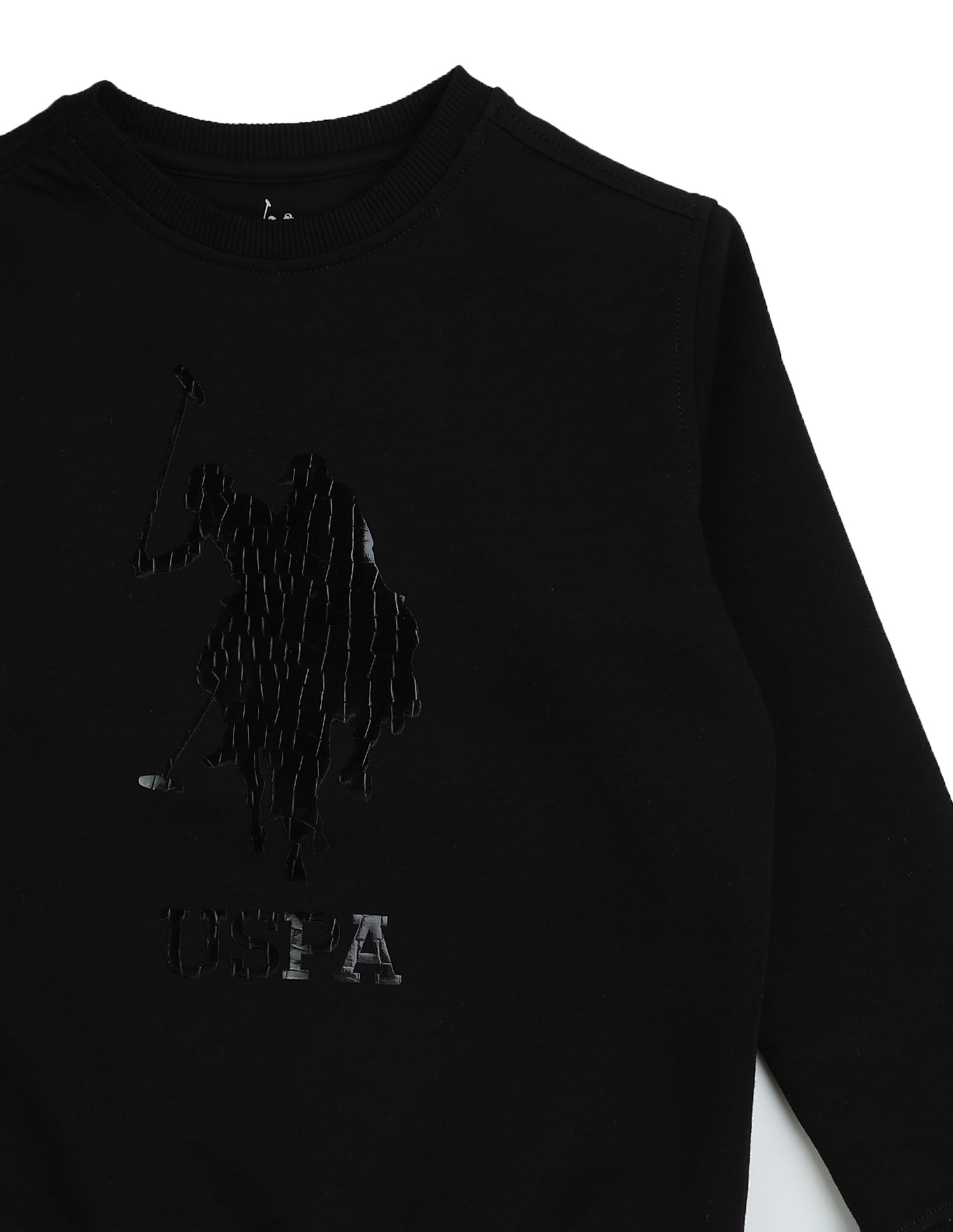 Boys Graphic Brand Embossed Regular Fit Sweatshirt Black - U.S. POLO ASSN. | Large