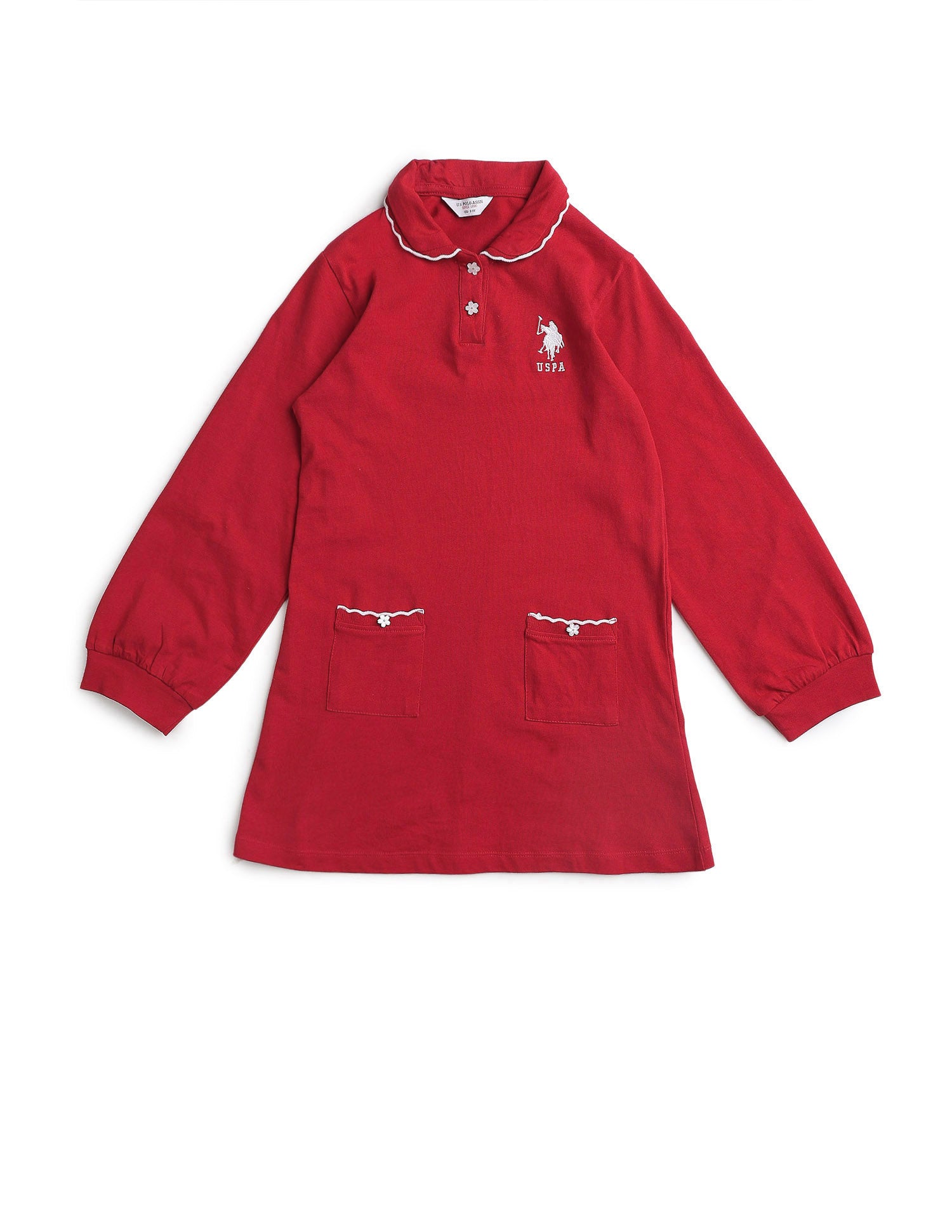 Girls Solid T-Shirt Dress Red - U.S. POLO ASSN. | Large