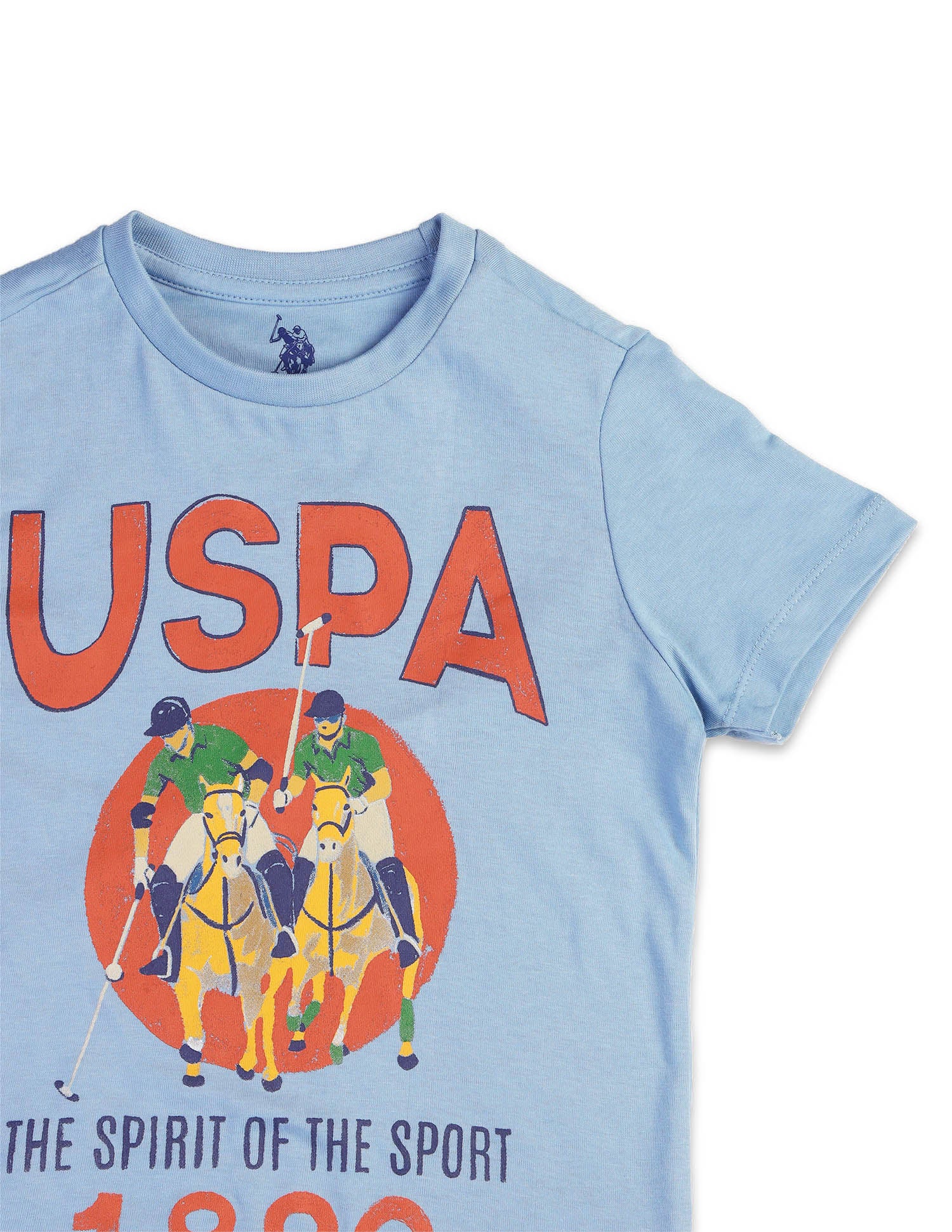 Boys Graphic Brand Printed Regular Fit T-Shirt Blue - U.S. POLO ASSN. | Large