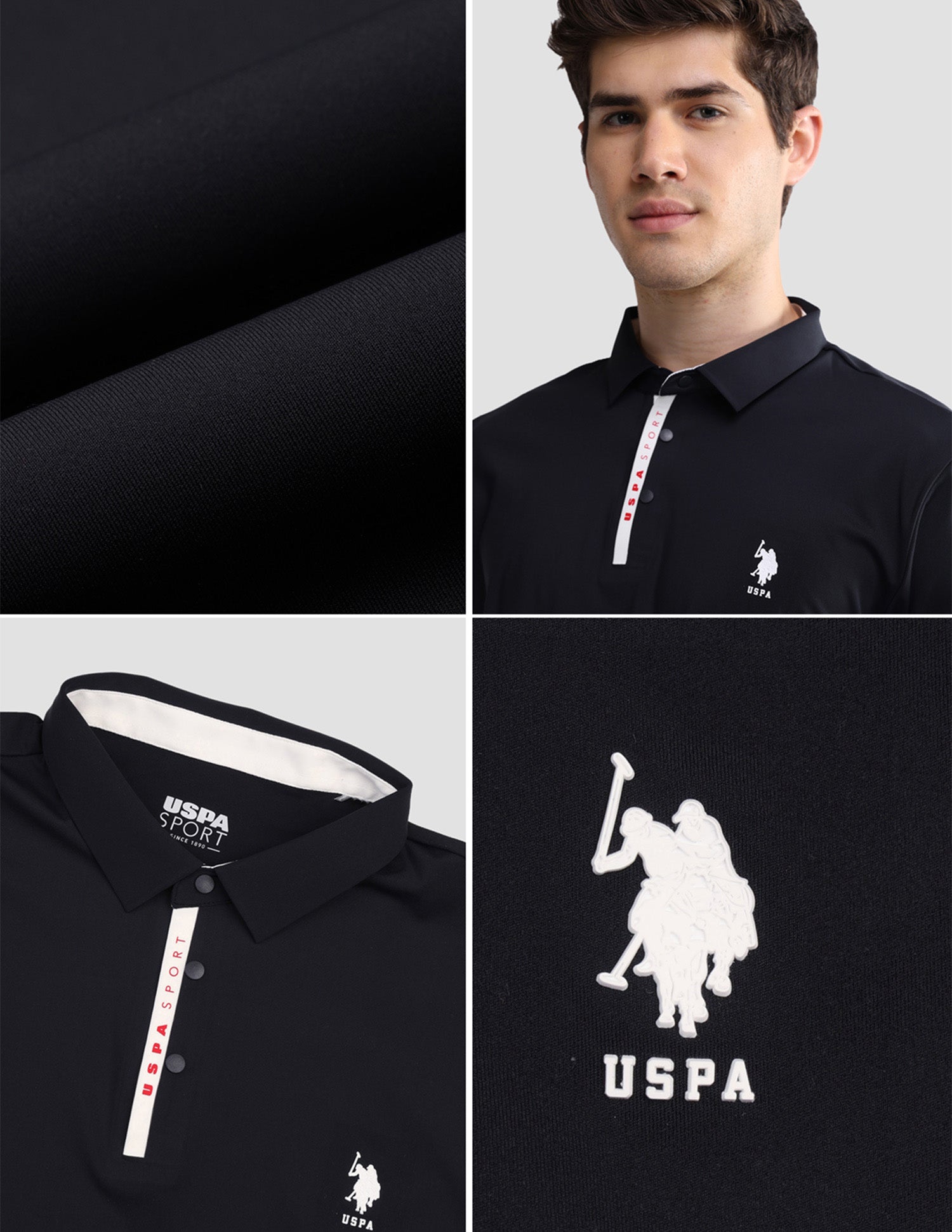 Solid Slim Fit Active Polo Shirt Navy - U.S. Polo Assn. India | Large