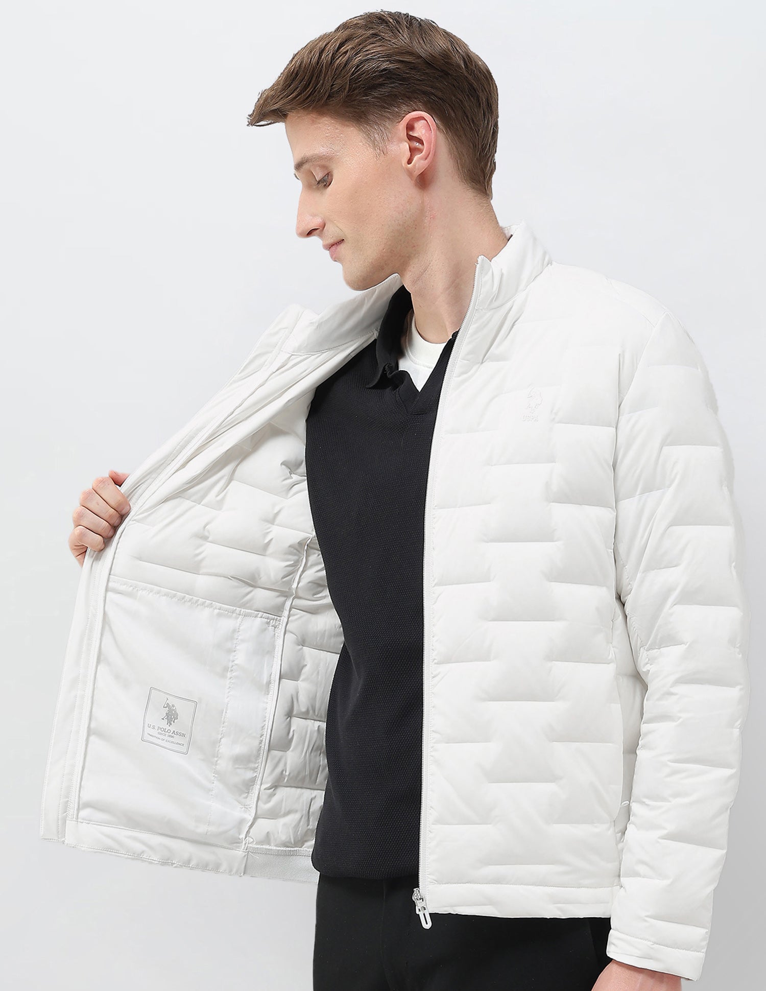 Mock Collar Regular Fit Smartheat Jacket White - U.S. POLO ASSN. | Large