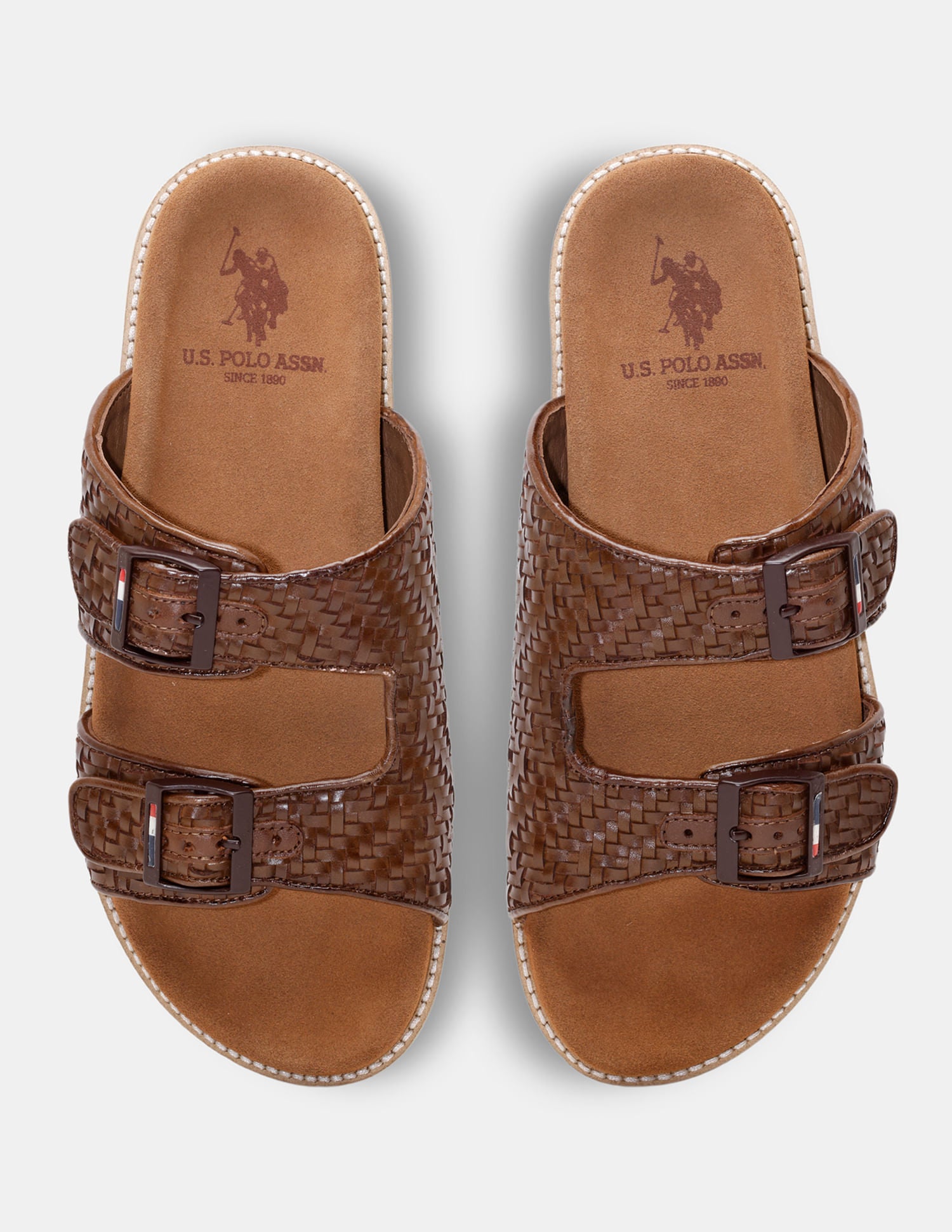 Men Miley Double Strap Flip Flops Brown - U.S. POLO ASSN. | Large
