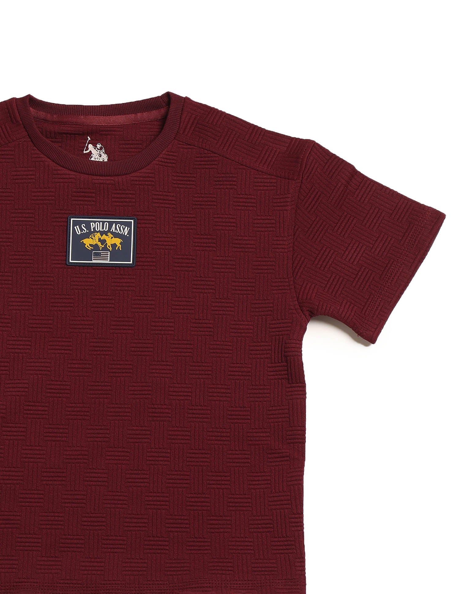 Boys Textured Boxy Fit T-Shirt Maroon - U.S. POLO ASSN. | Large