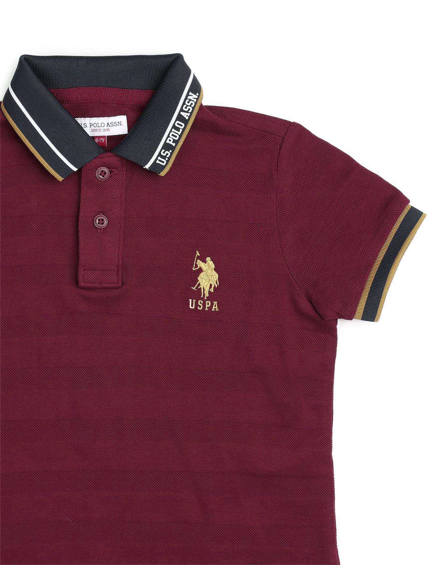 Boys Textured Pure Cotton Polo Shirt Red - U.S. POLO ASSN. | Large