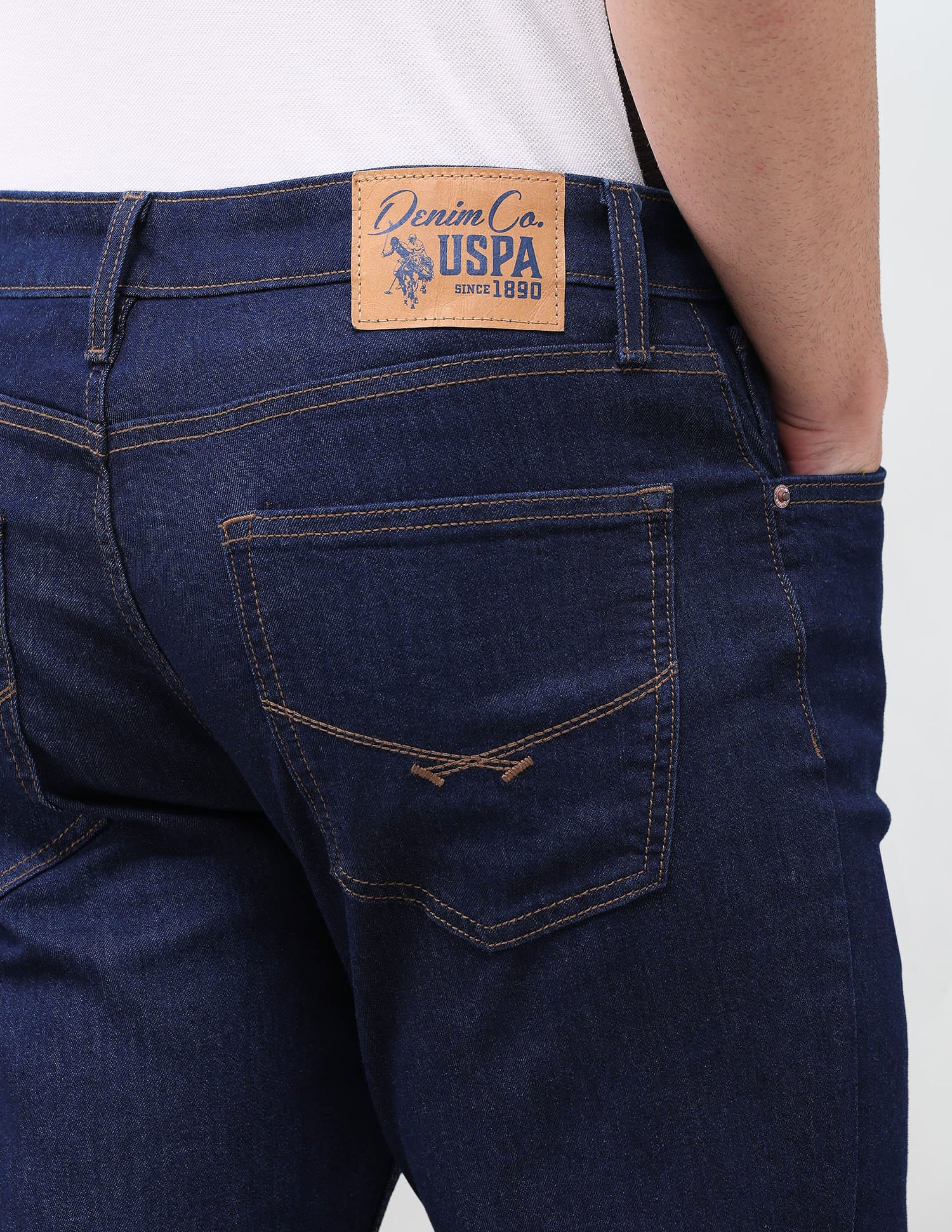 Solid Slim Straight Fit Jeans Blue - U.S. Polo Assn. India | Large