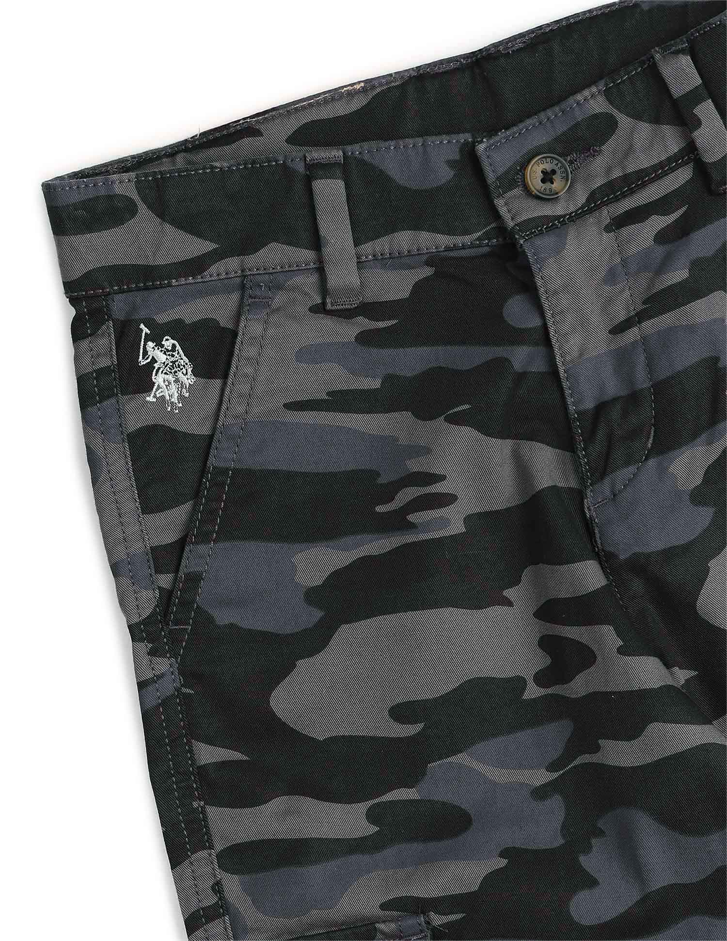 Boys Camouflage Printed Regular Fit Cargos Grey - U.S. POLO ASSN. | Large
