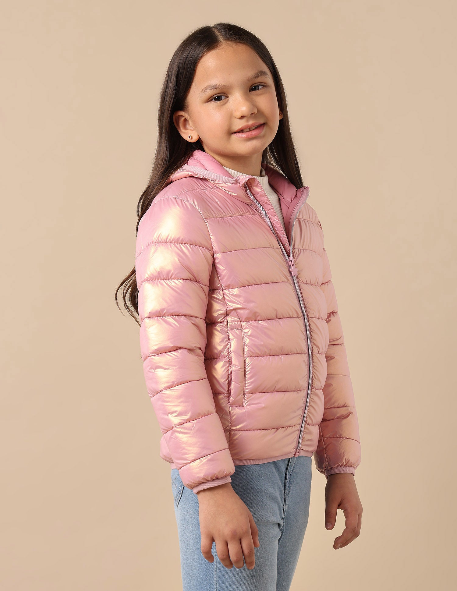 Girls Nylon Puffer Jacket Light Pink - U.S. POLO ASSN. | Large